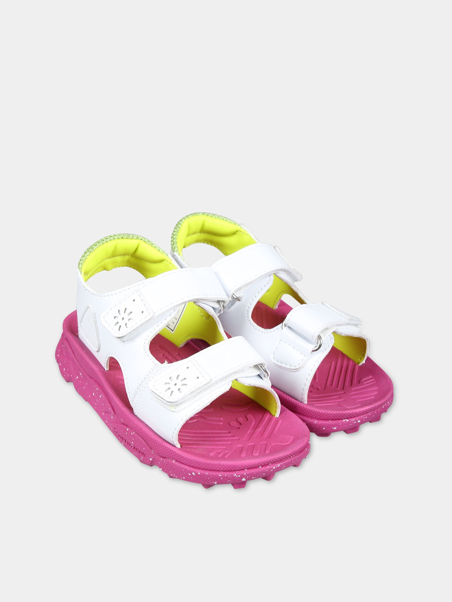 Sandali Gaho bianchi per bambina con logo,Flower Mountain,1N17 001 0502902 06