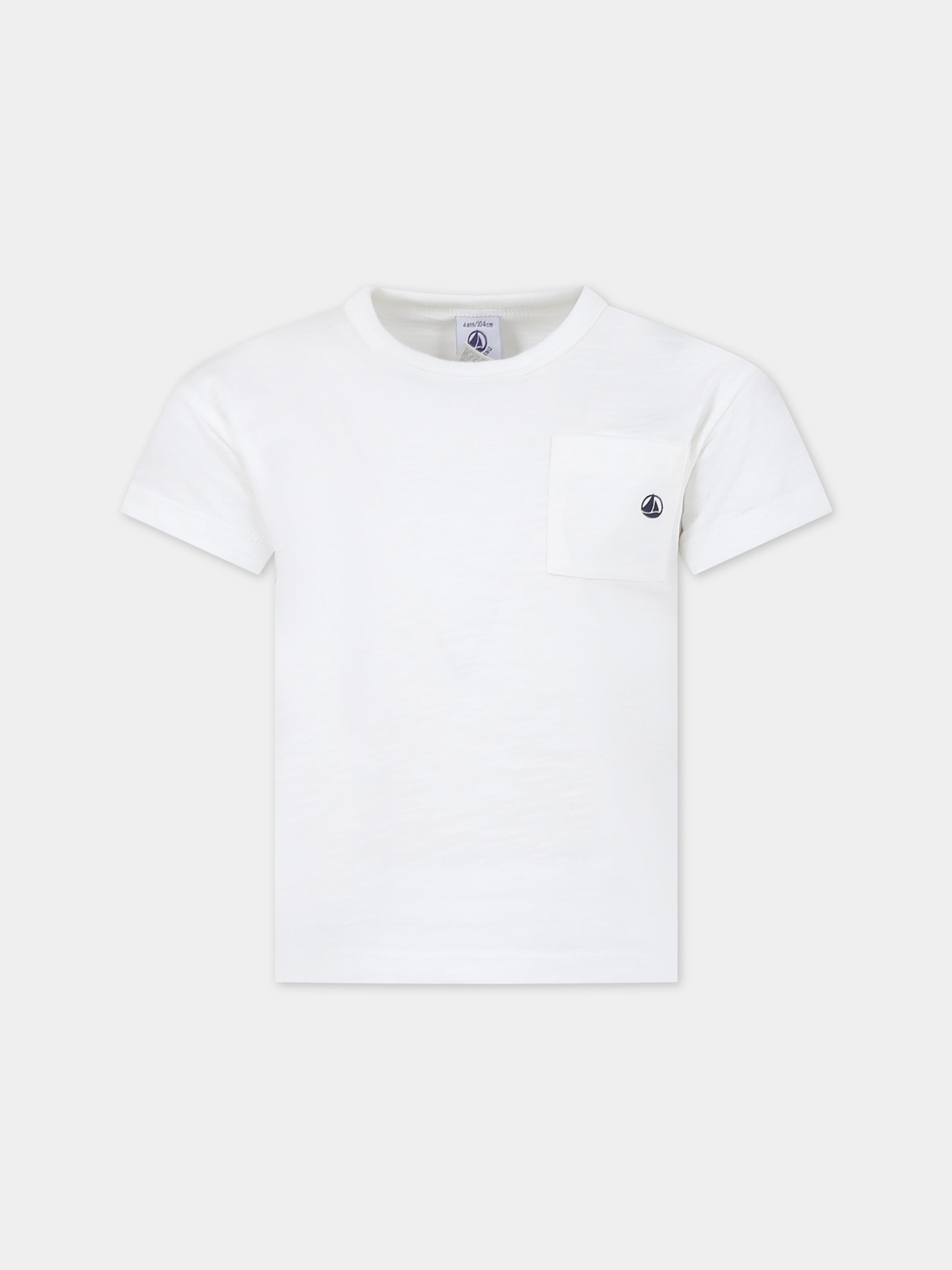 T-shirt bianca per bambini,Petit Bateau,A0A10 02 MARSHMALLOW