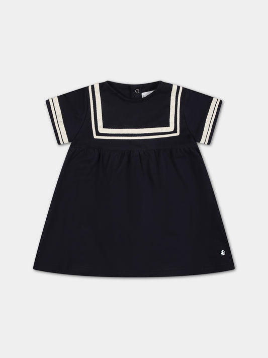 Vestito blu per neonata,Petit Bateau,A0A1R 01 SMOKING