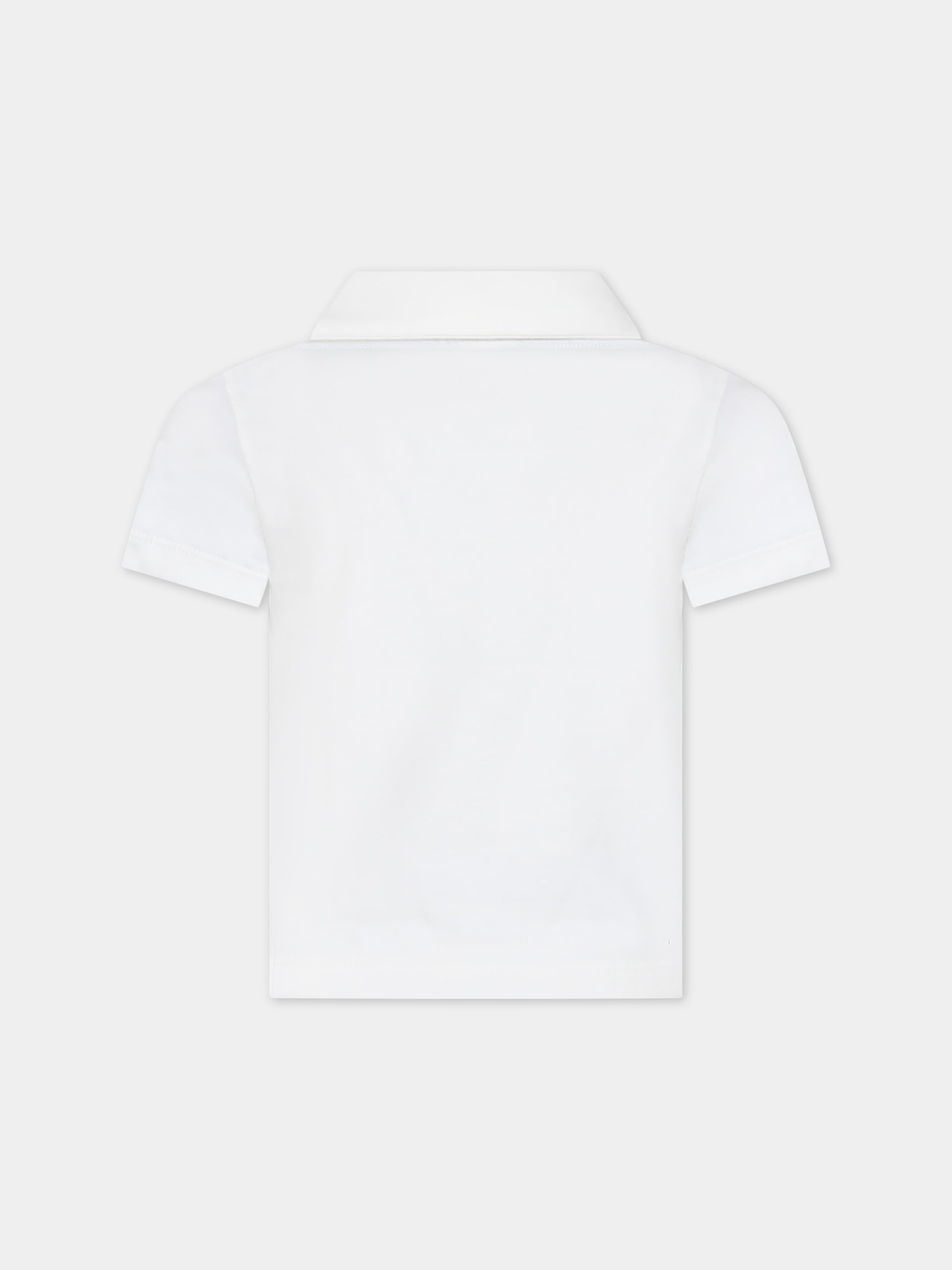 Polo bianca per bambino con logo,Petit Bateau,A0A1V 01 MARSHMALLOW