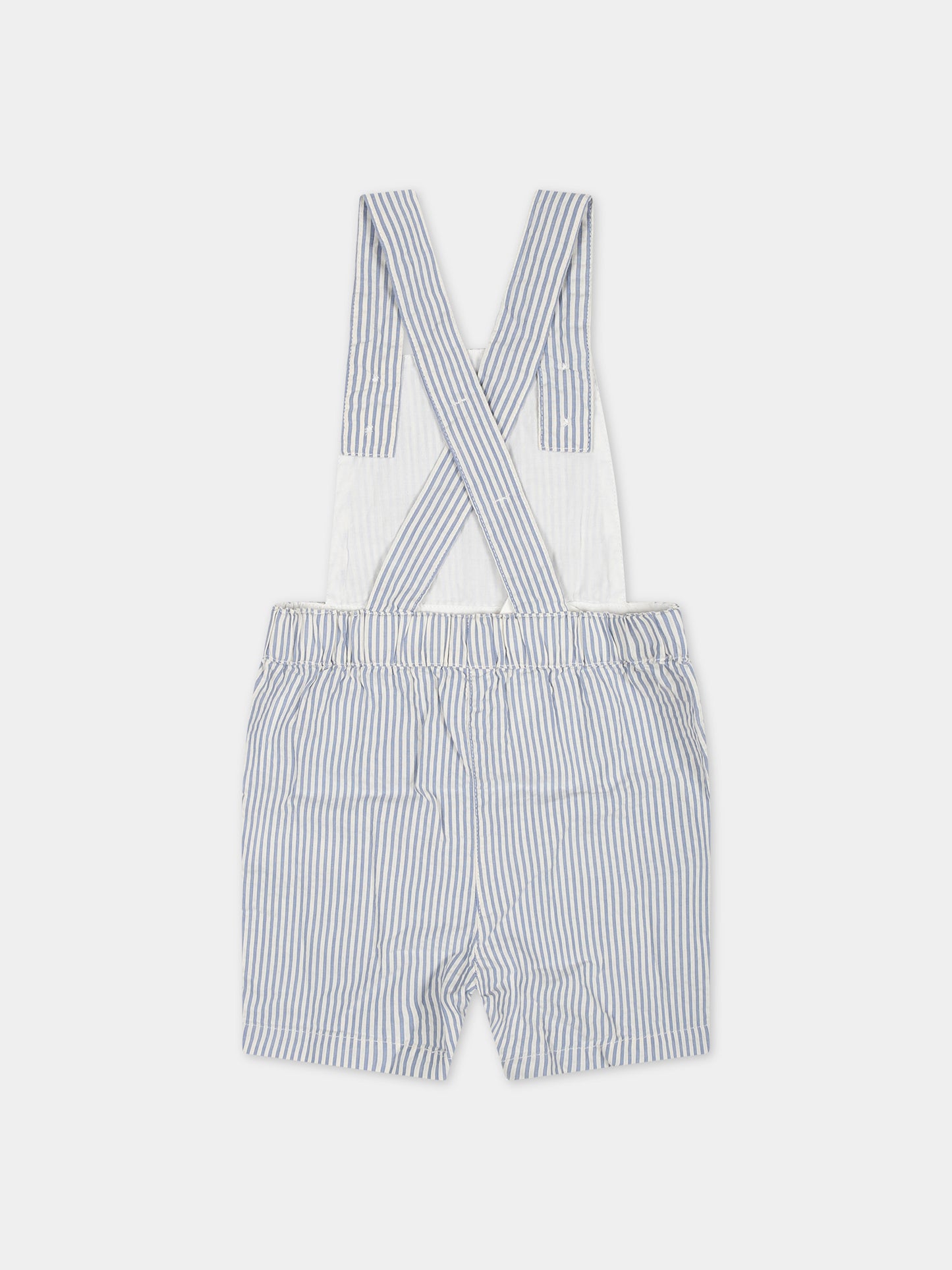 Salopette celeste per neonato con righe,Petit Bateau,A09JT 05 GAULOISE/MARSHMALLOW