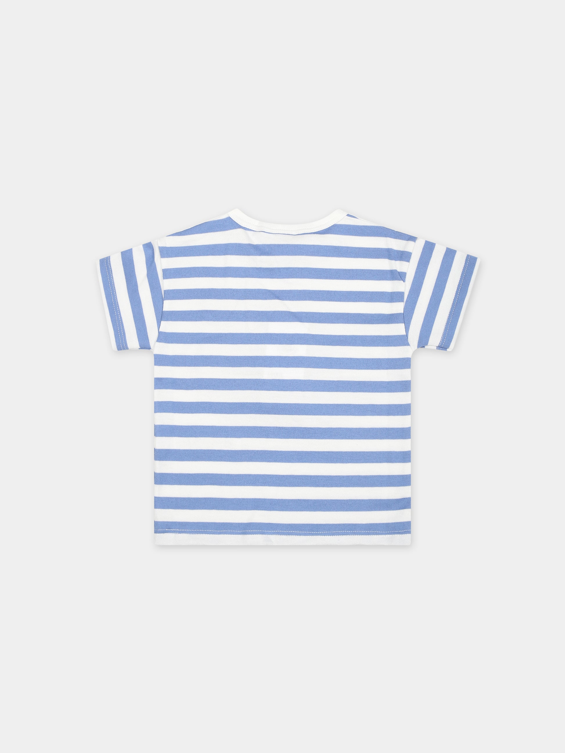 T-shirt azzurra per b neonato con righe,Petit Bateau,A0A12 01 GAULOISE/MARSHMALLOW