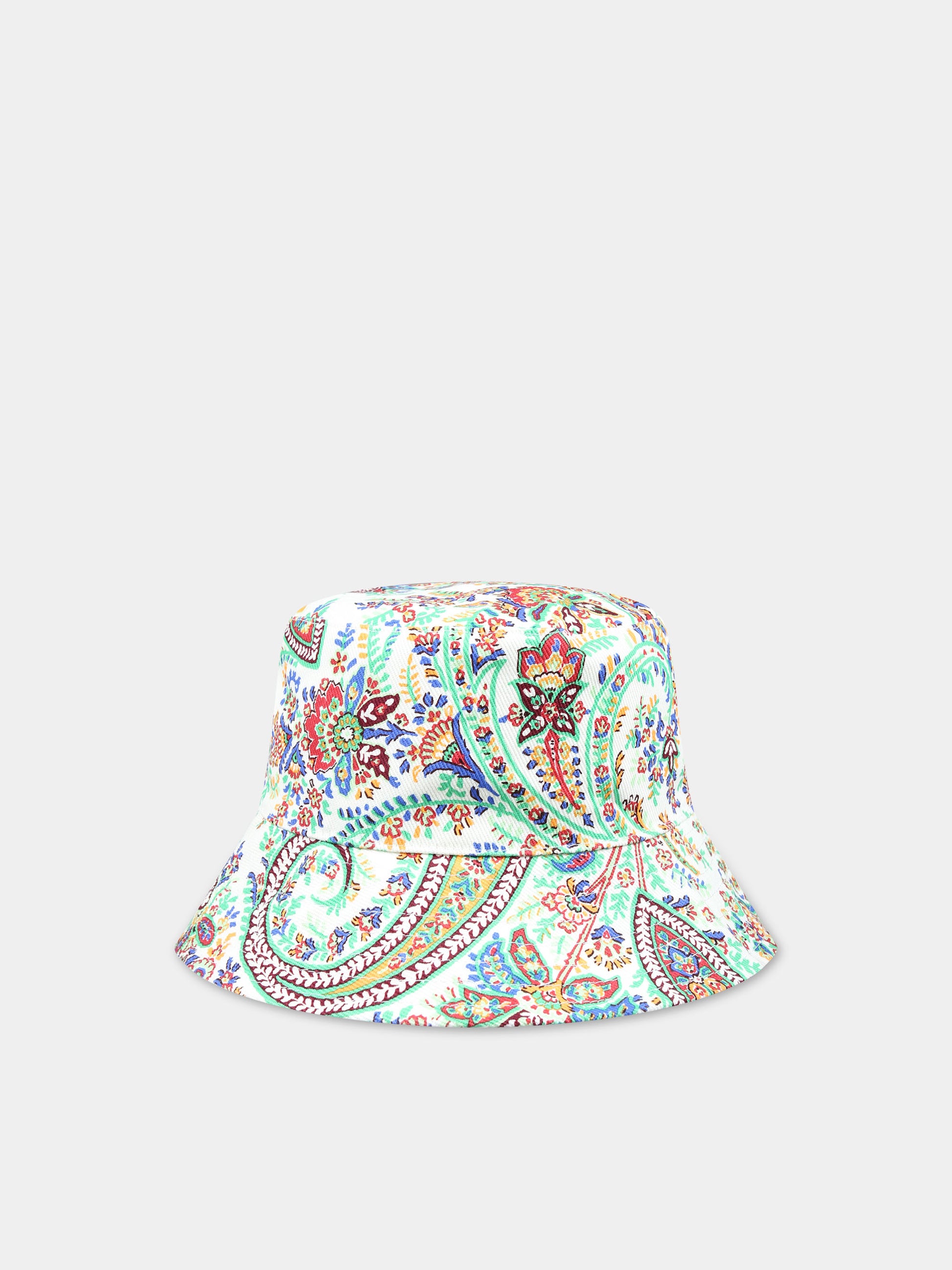 Cloche bianca reversibile per bambini con logo e motivo paisley,Etro,GU0A07 P0413 101MC