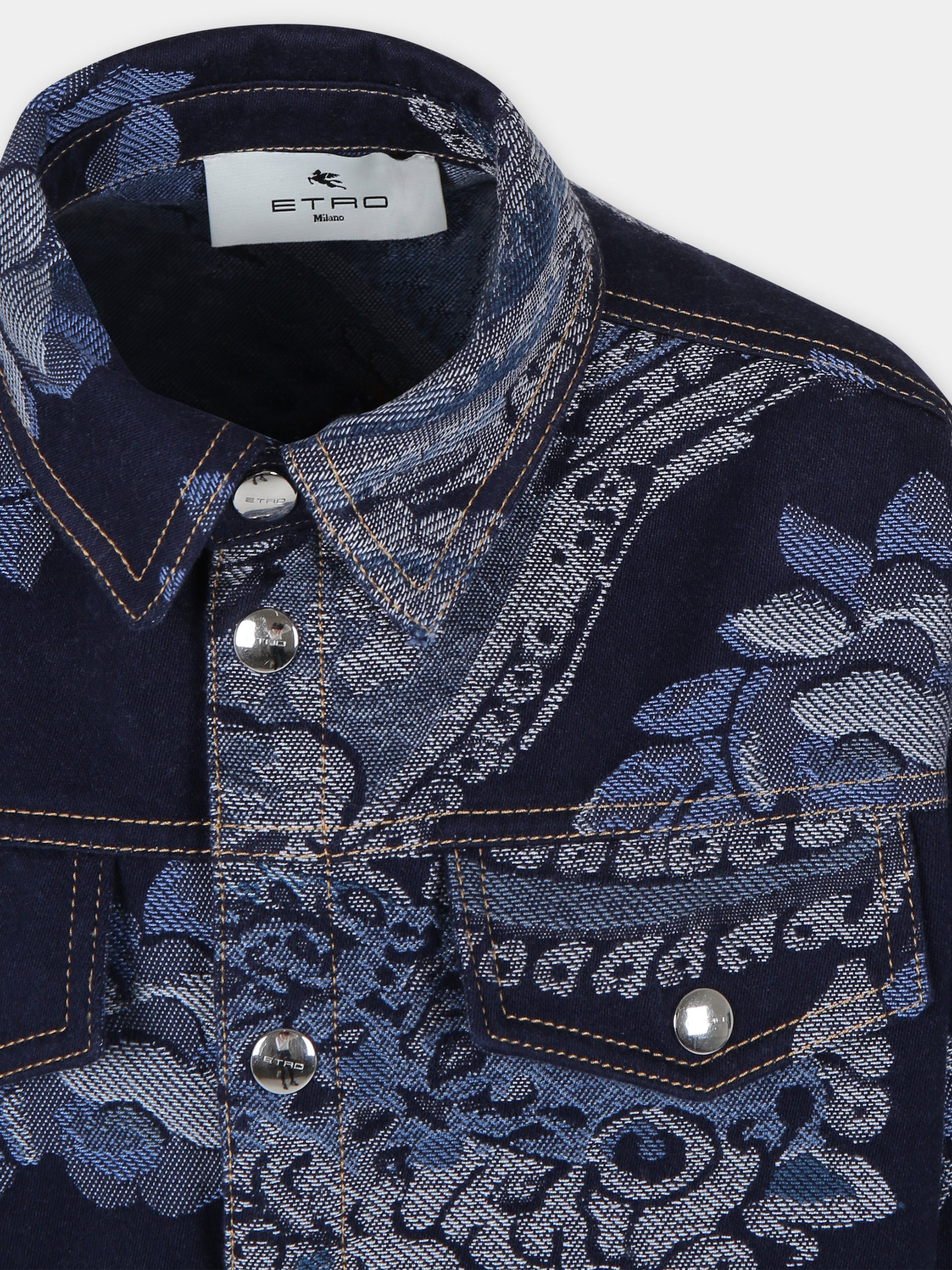 Giubbotto blu per bambini con motivo paisley,Etro,GU2P10 D0082 621BC