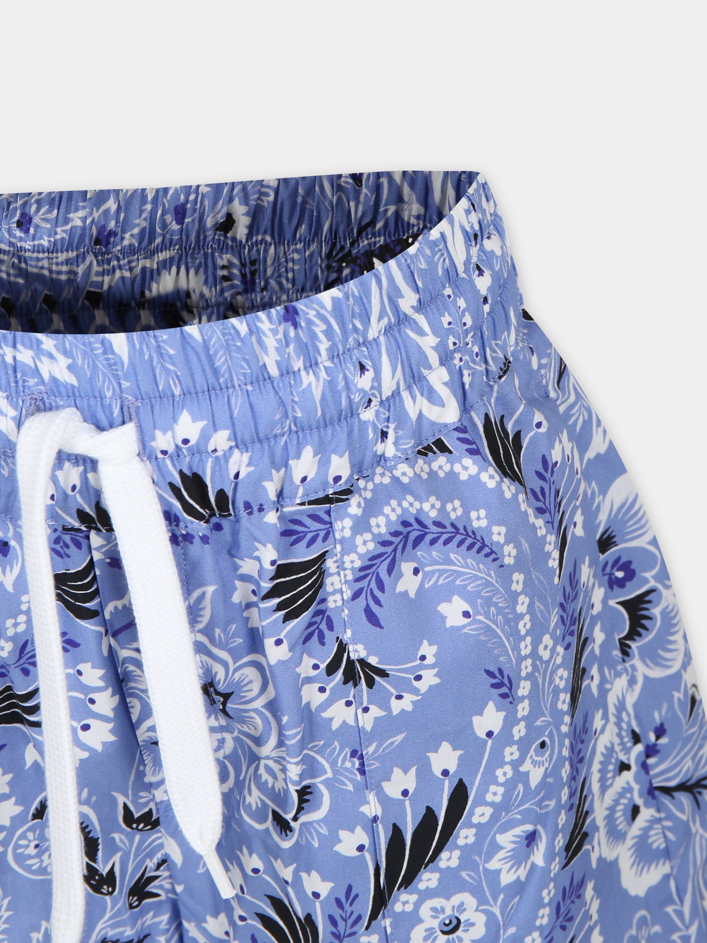 Shorts casual celeste per bambino con motivo paisley,Etro,GU6P59 P0417 654AV