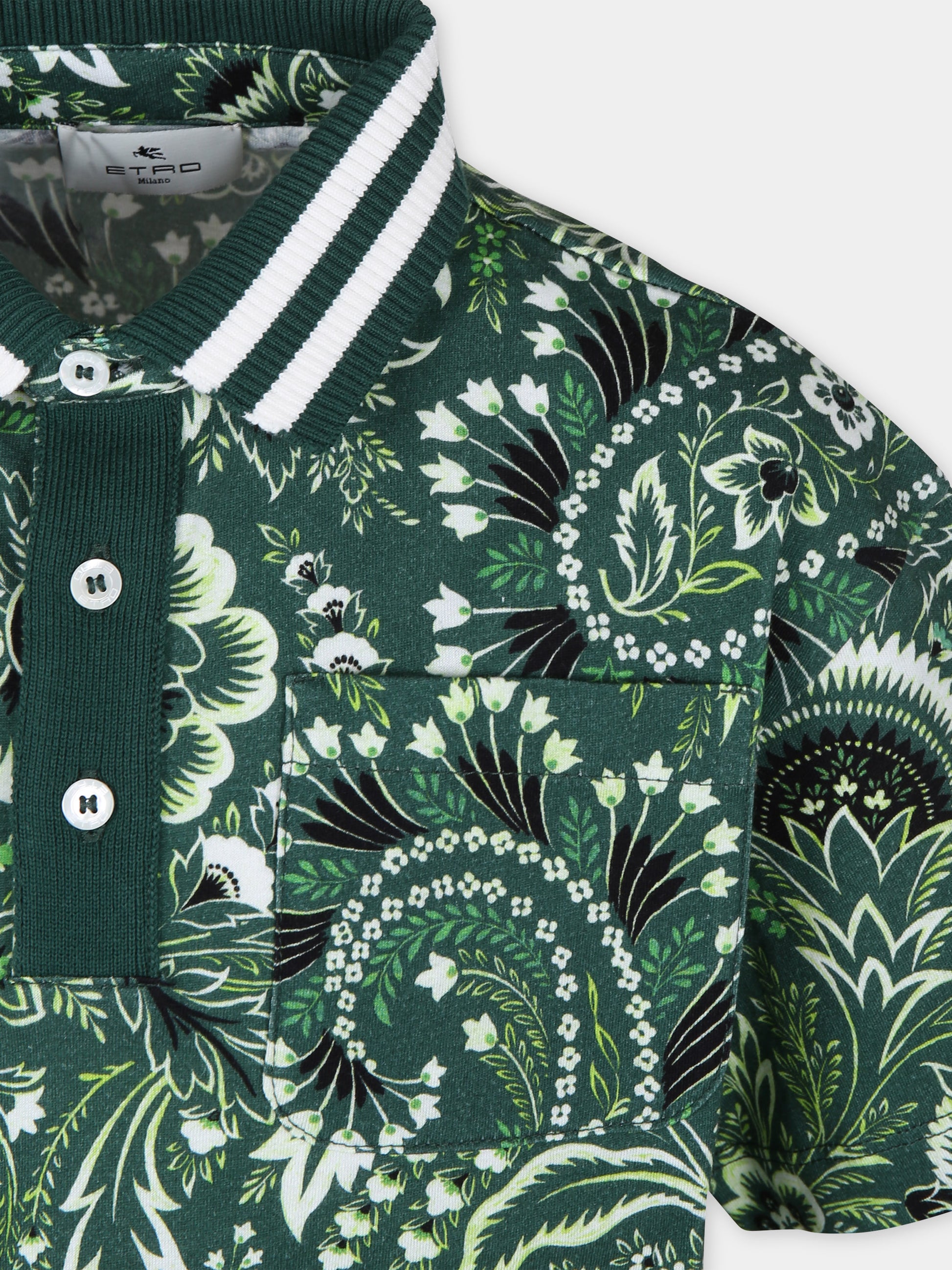 Polo verde per bambino con motivo paisley,Etro,GU8P51 J0398 719AV