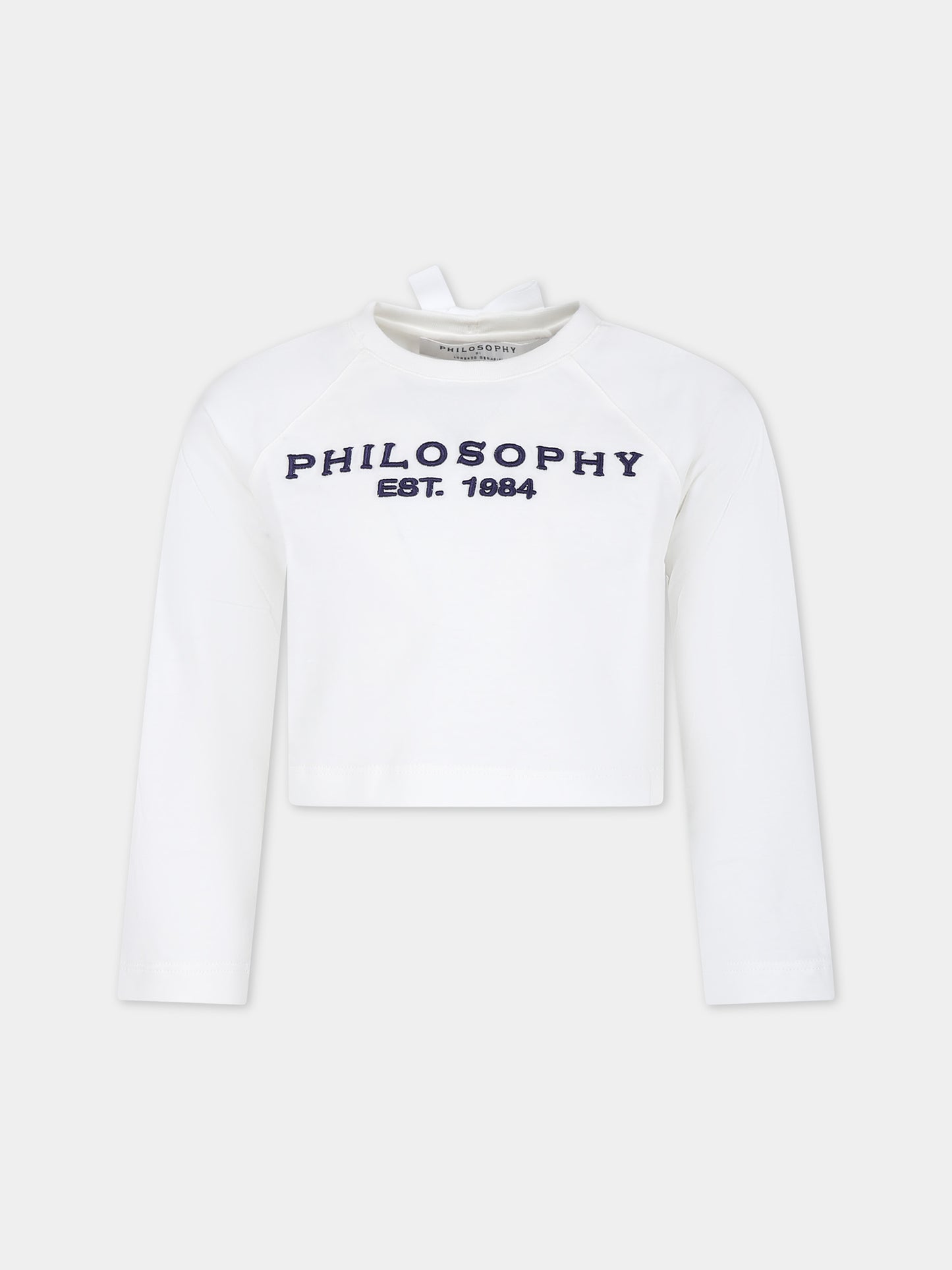 T-shirt bianca per bambina con logo,Philosophy,PFTS011 0 JF003 0053