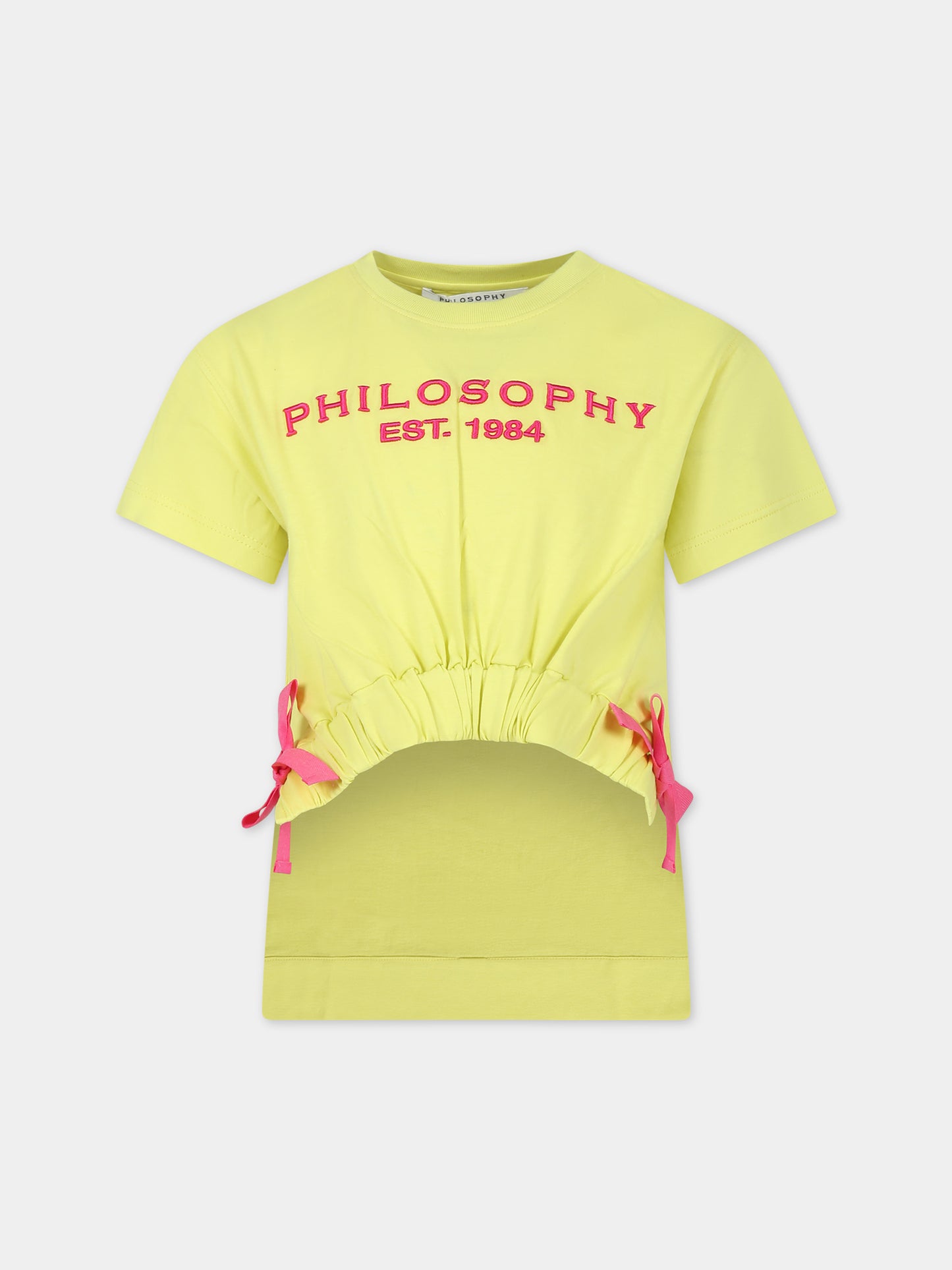 T-shirt gialla per bambina con logo,Philosophy,PFTS013 0 JF003 1064