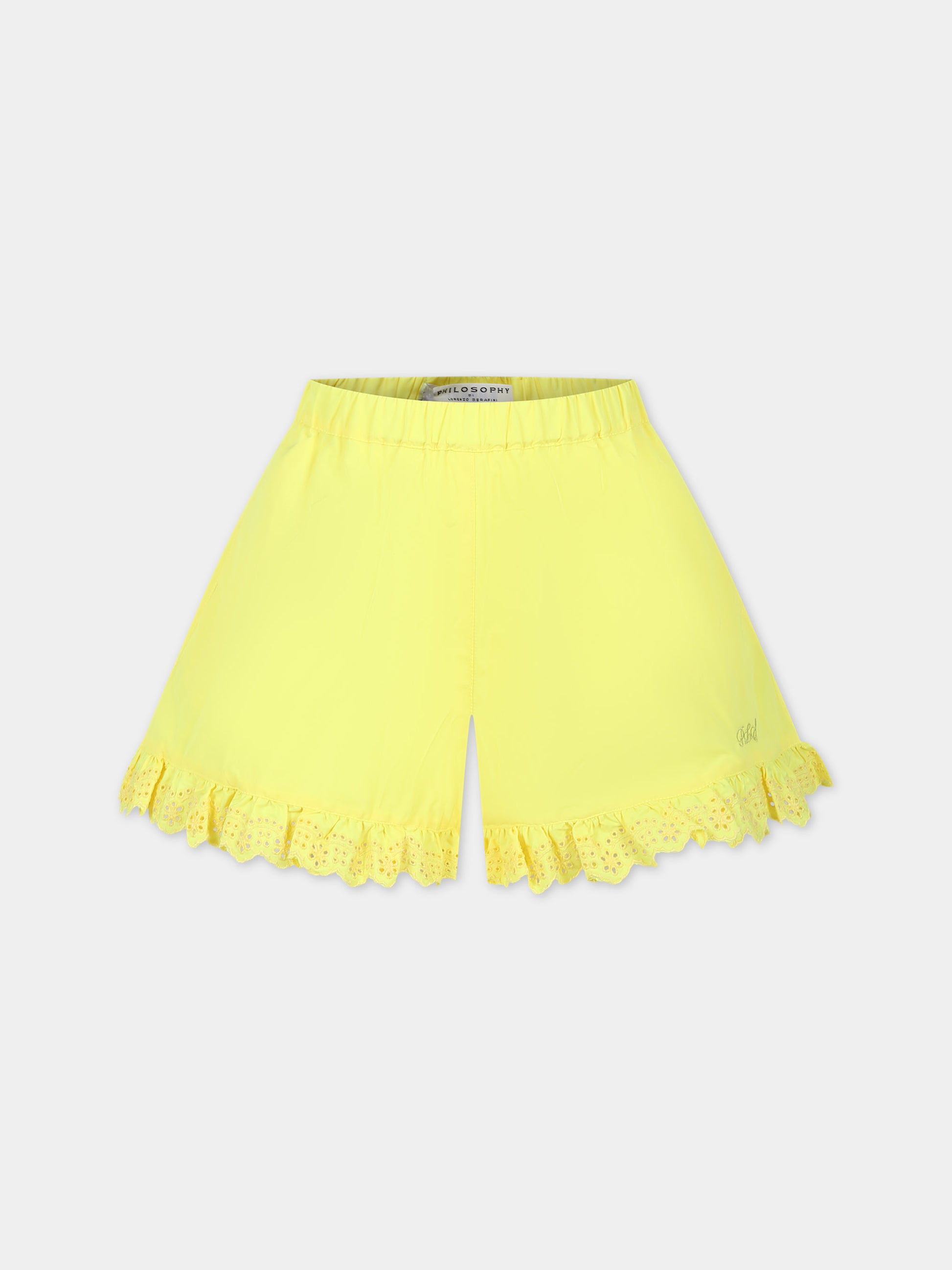 Shorts gialli per bambina con logo,Philosophy,PFBE015 0 TF001 2000