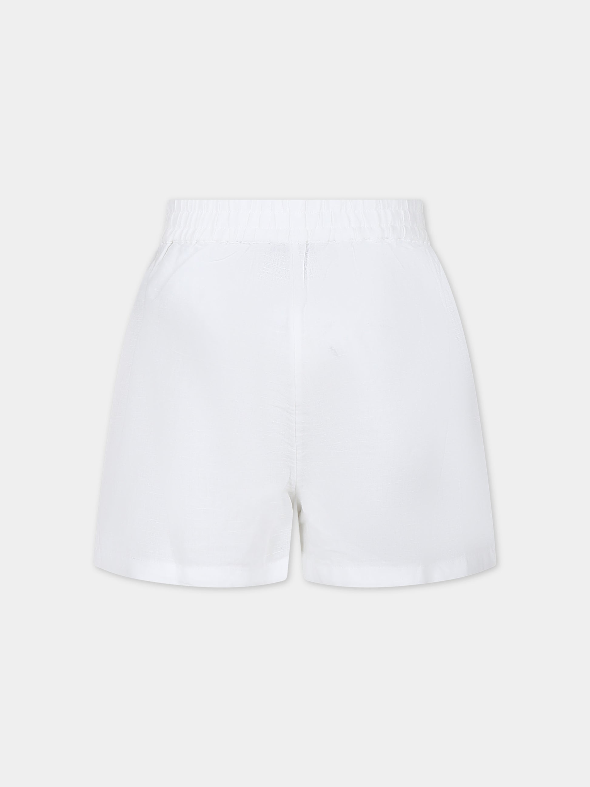 Shorts bianchi per bambina con ricamo,Ermanno Scervino Junior,SFBE012 C LC006 B000