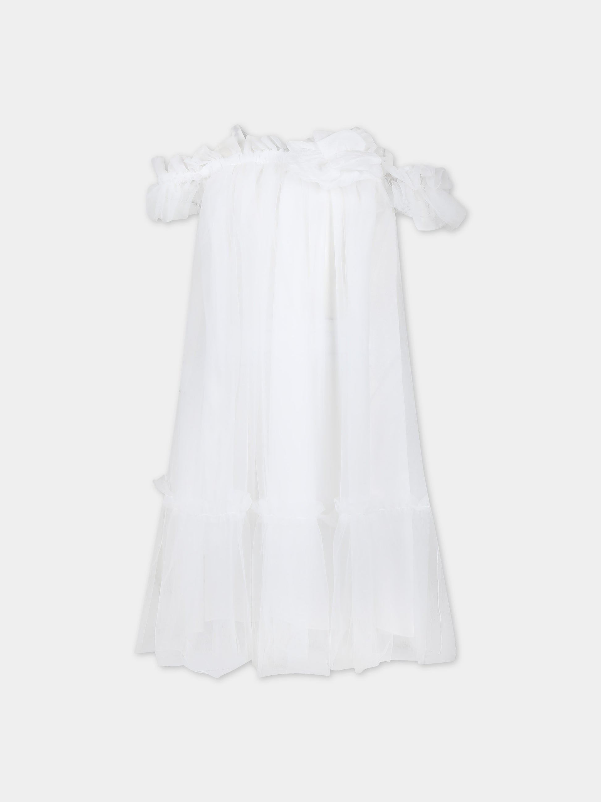 Vestito bianco per bambina con fiore,Ermanno Scervino Junior,SFAB037 0 TU032 0000