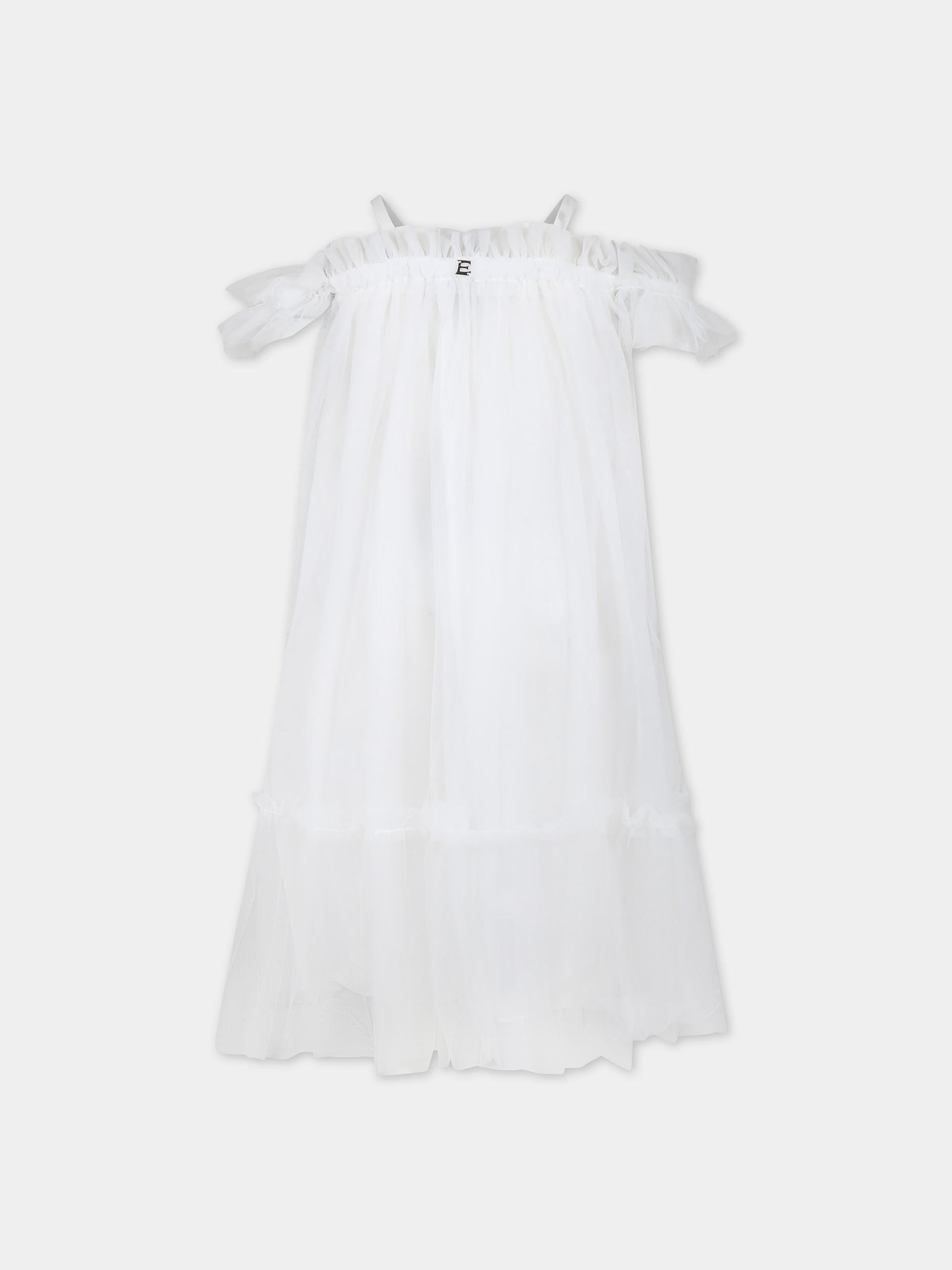 Vestito bianco per bambina con fiore,Ermanno Scervino Junior,SFAB037 0 TU032 0000
