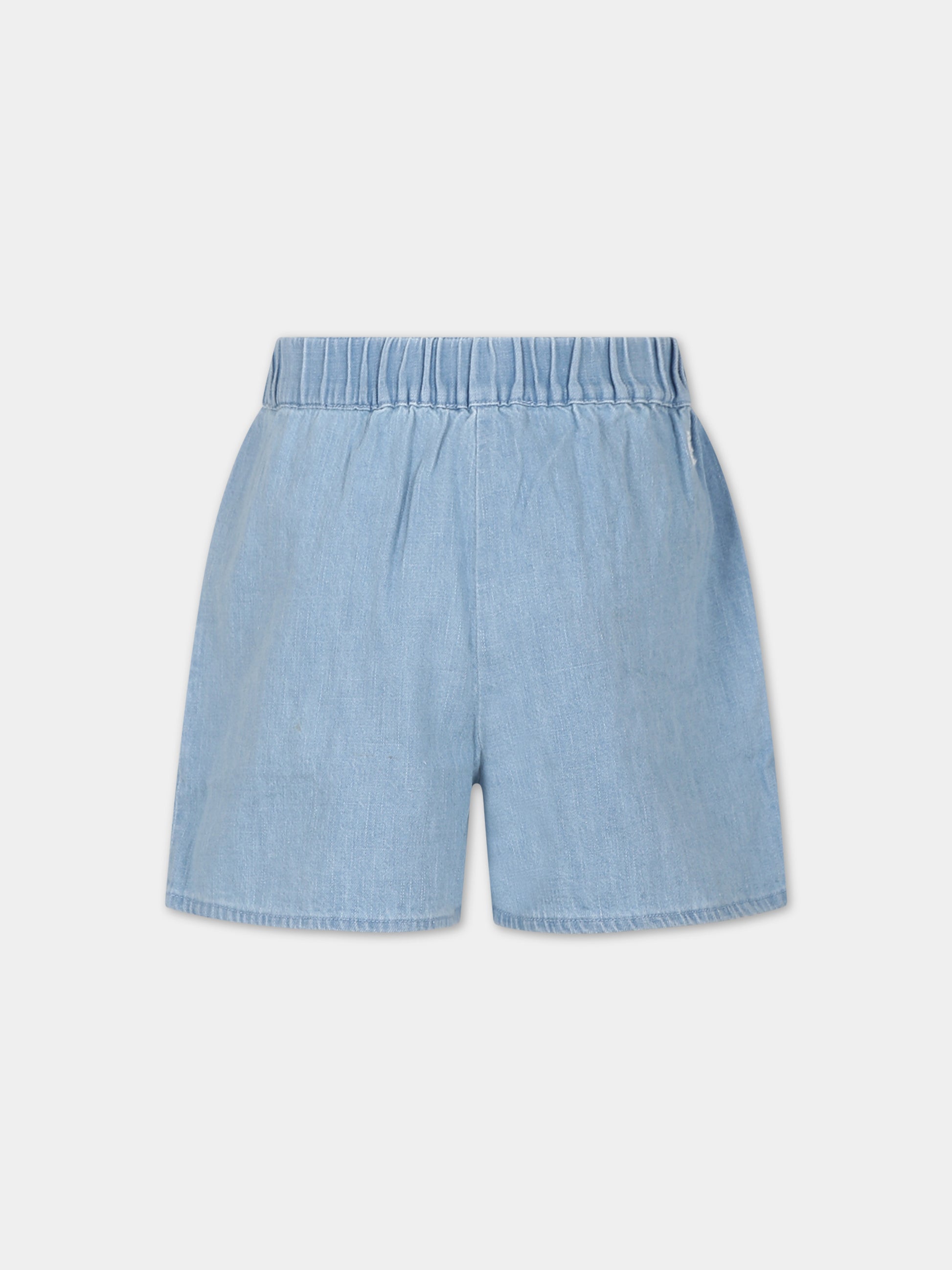 Shorts blu per bambina con ricamo,Ermanno Scervino Junior,SFBE011 C DF026 4100