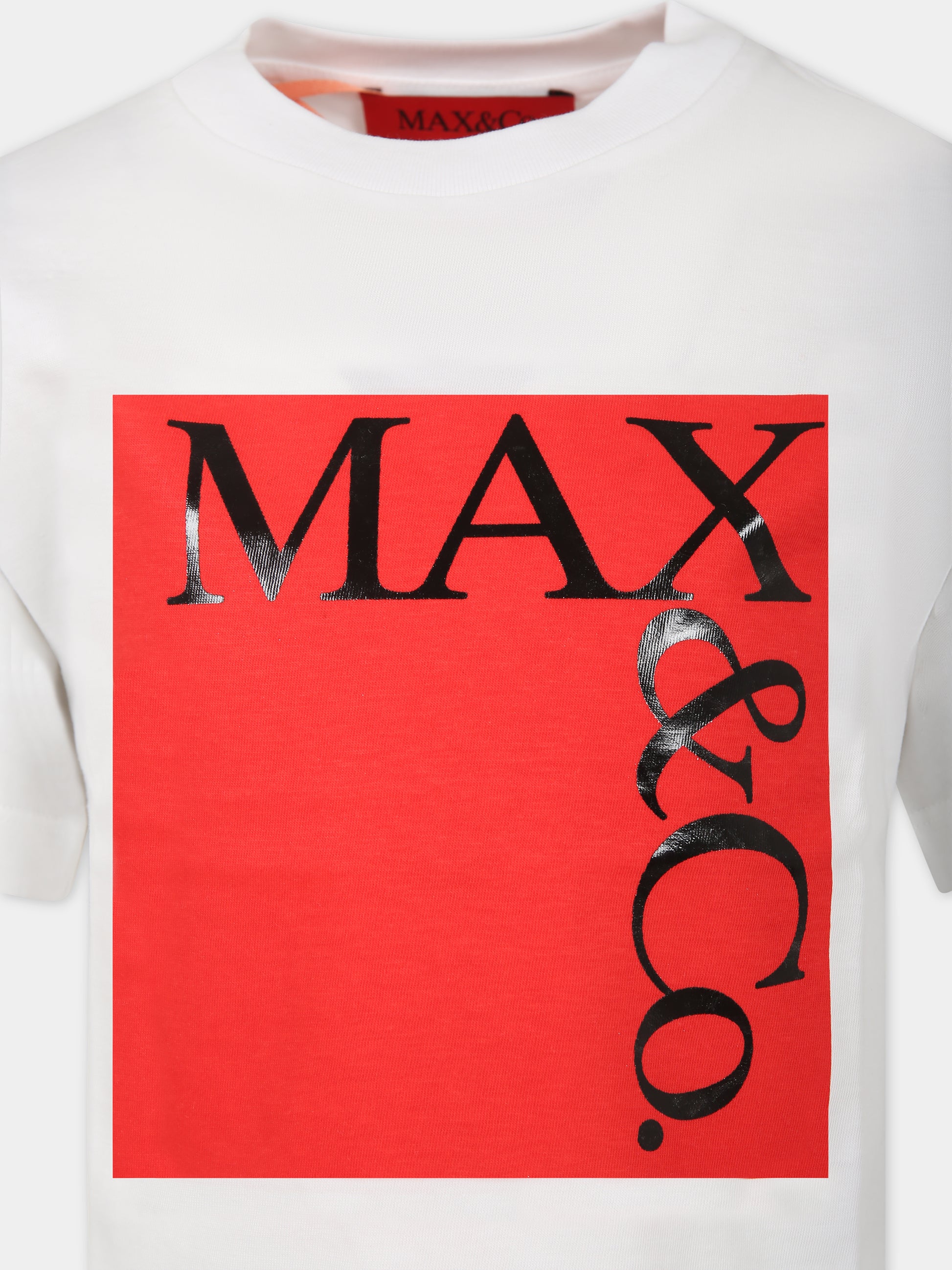 T-shirt bianca per bambina con logo,Max&co.,MX0005 MX014 MAXT1F MX10C