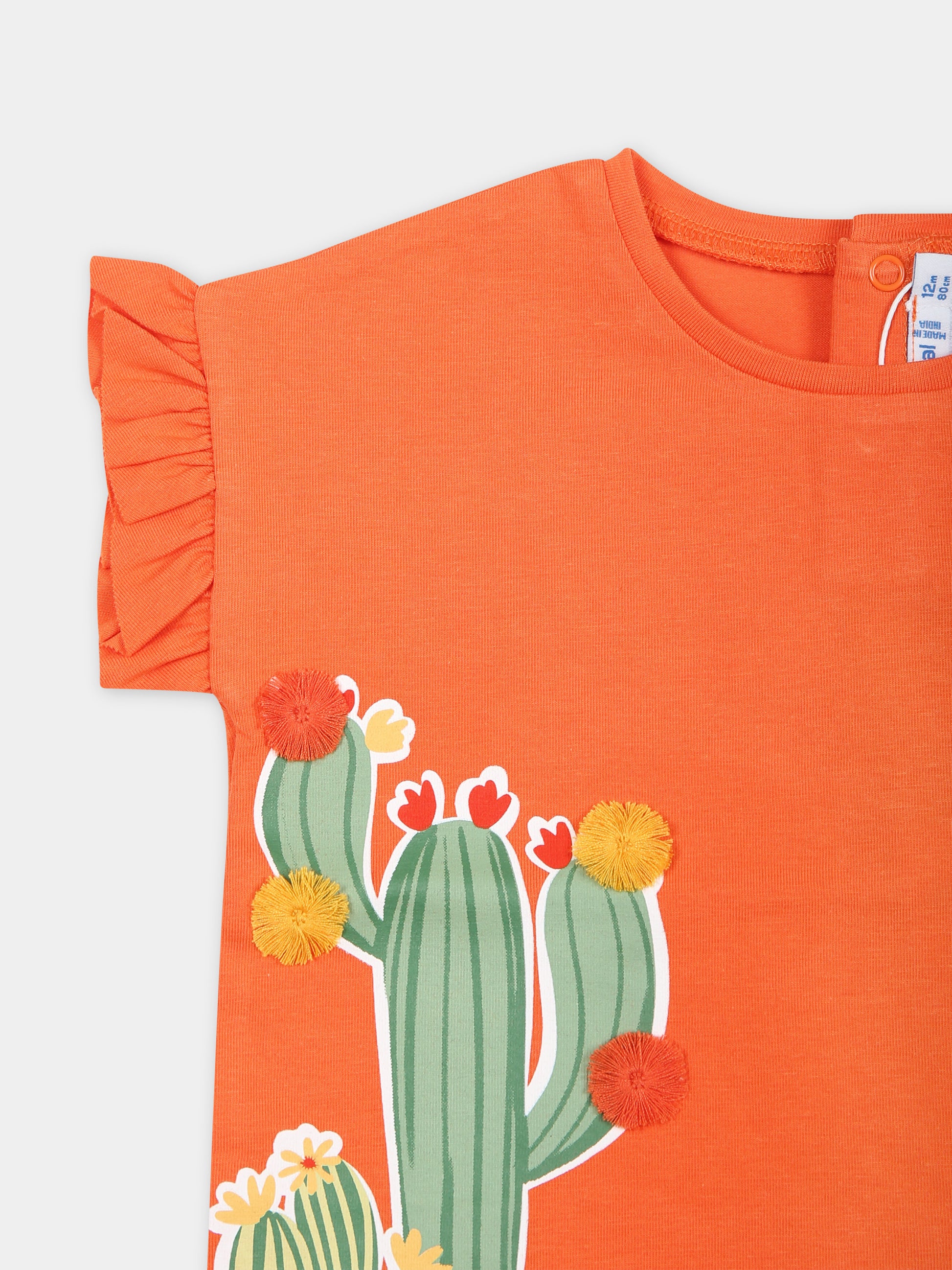 T-shirt arancione per neonata con stampa lama,Mayoral,1013 030