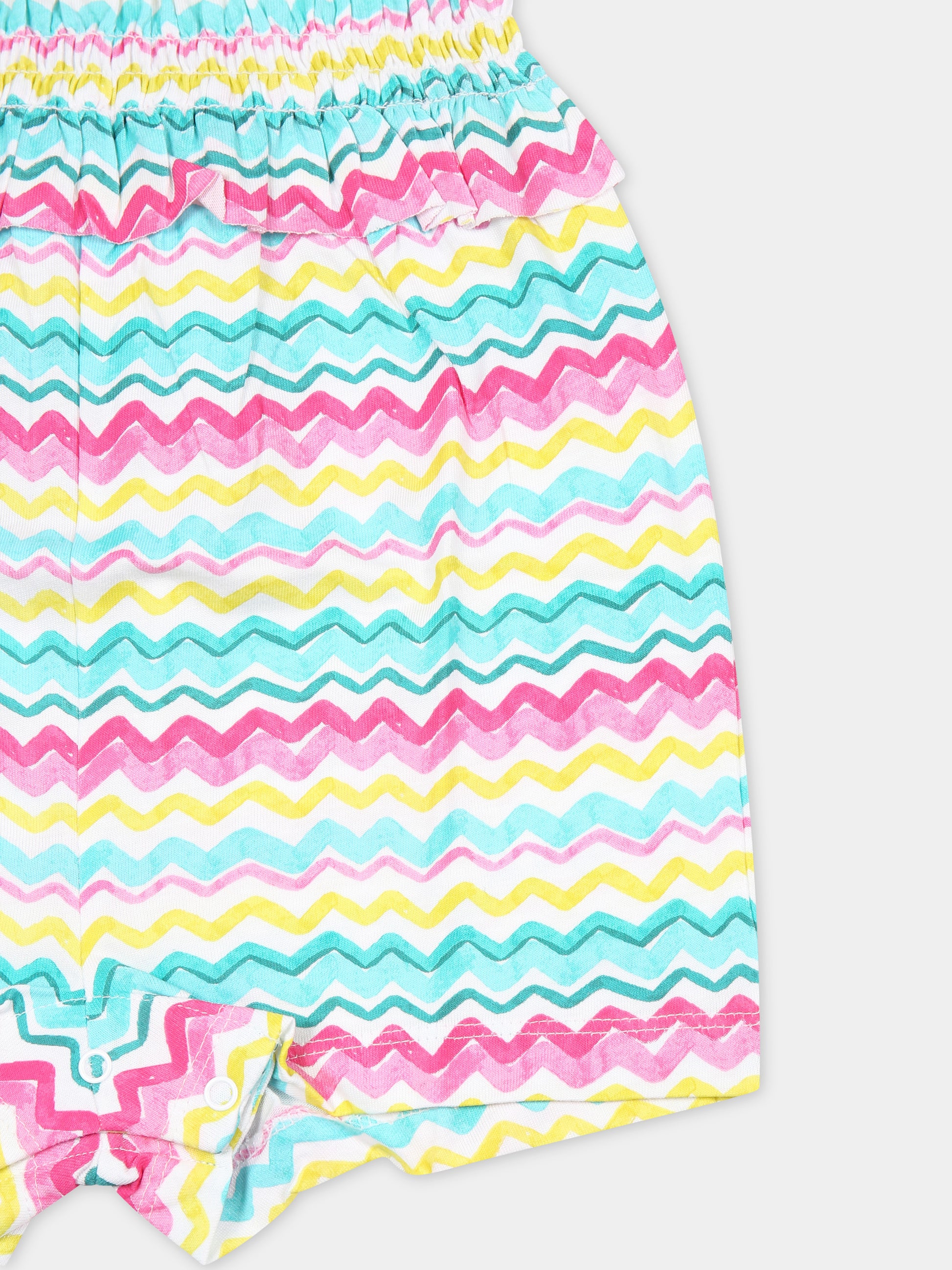 Jumpsuit bianca per neonata con righe multicolor,Mayoral,1841 070