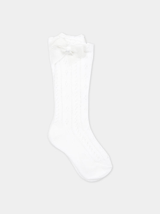 Calzini bianchi per neonata con fiocco,Mayoral,10653 026