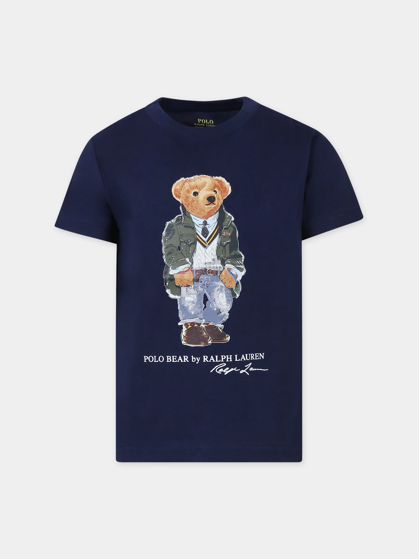 T-shirt blu per bambino con Polo Bear,Ralph Lauren Kids,853828027