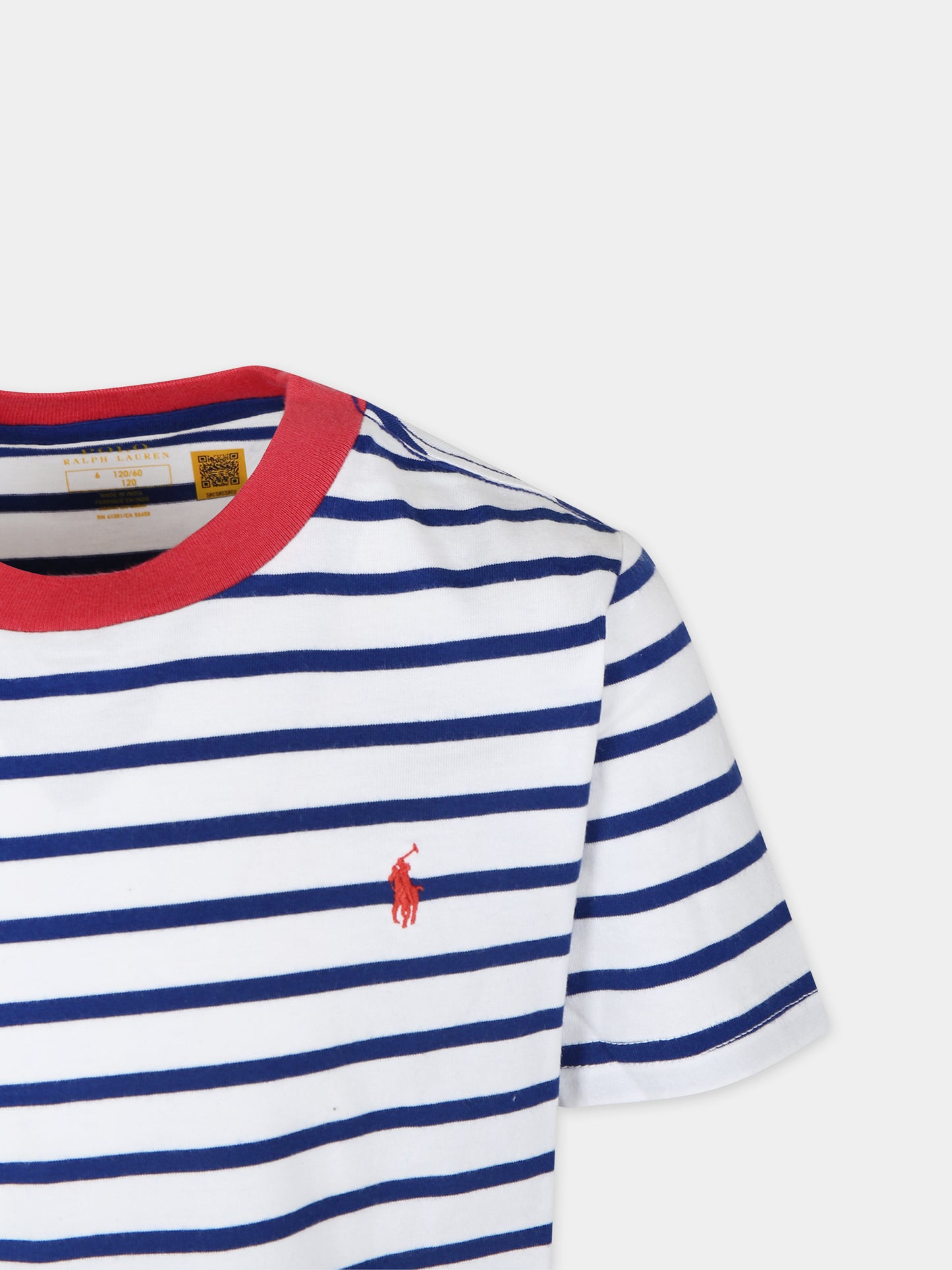 T-shirt blu per bambino con ricamo,Ralph Lauren Kids,934201001