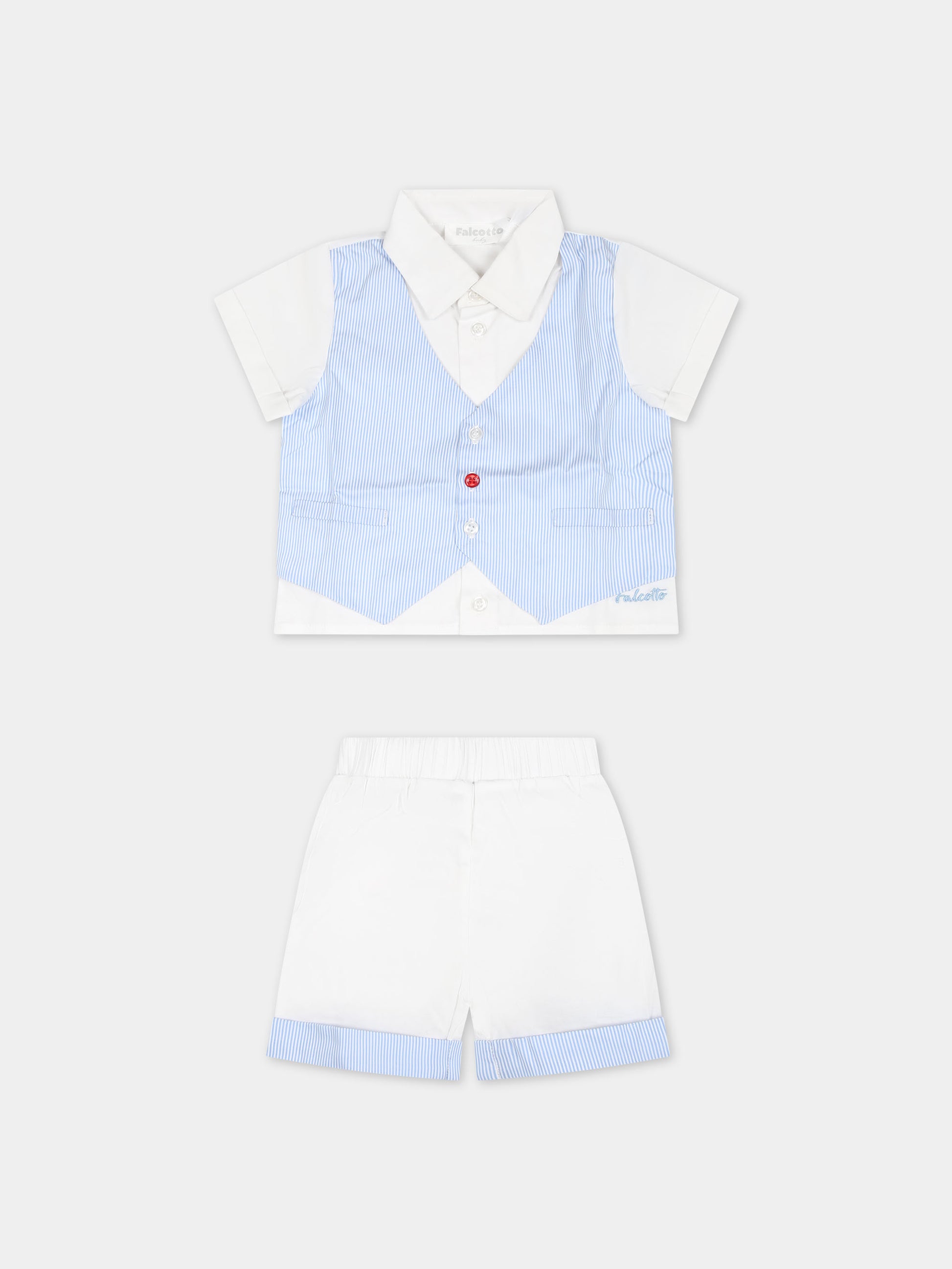 Completo bianco per neonato con logo,Falcotto,001 6002210 01 0C14