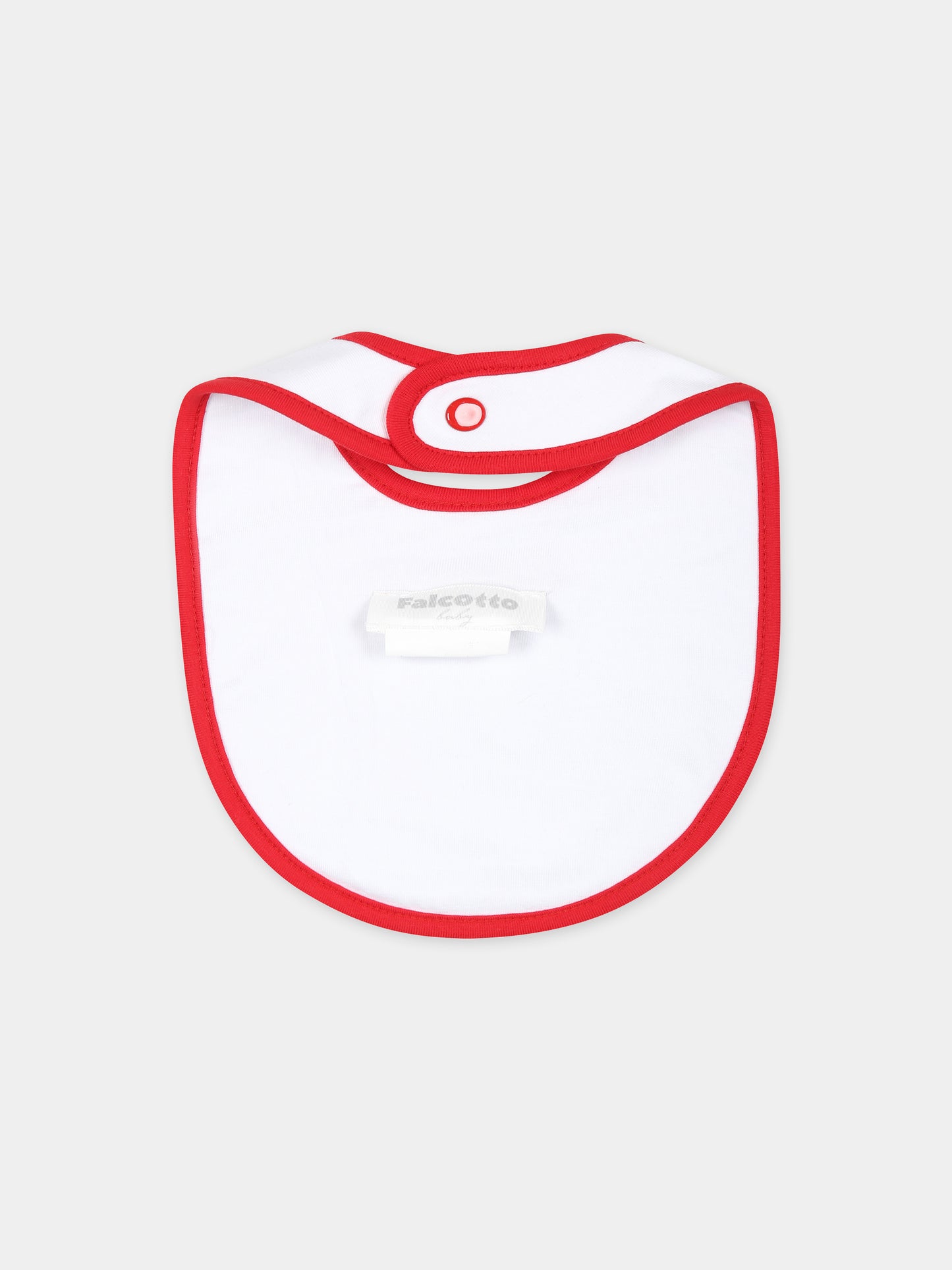 Bavaglino bianco per neonata con stampa ciliegie e logo,Falcotto,001 6002221 01 1H09