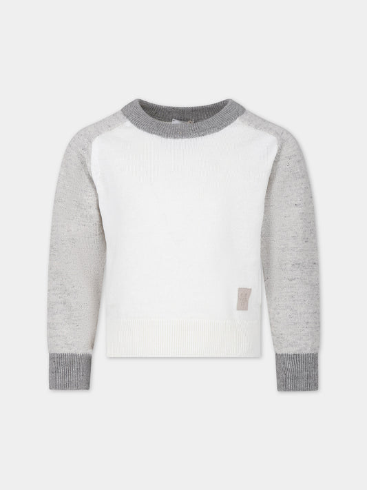 Maglione avorio per bambino con logo,Eleventy,EU9P10 Z2124 101BG