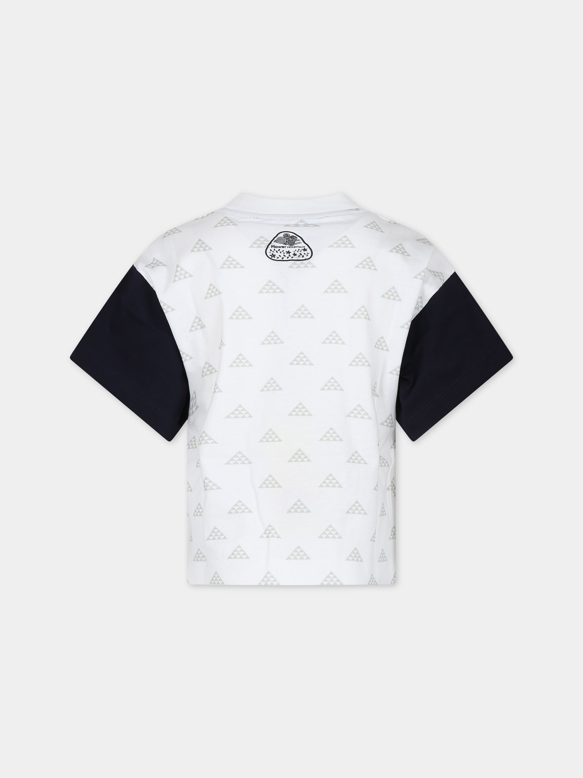 T-shirt bianca per bambini con stampa,Flower Mountain,001 6002236 01 1N45