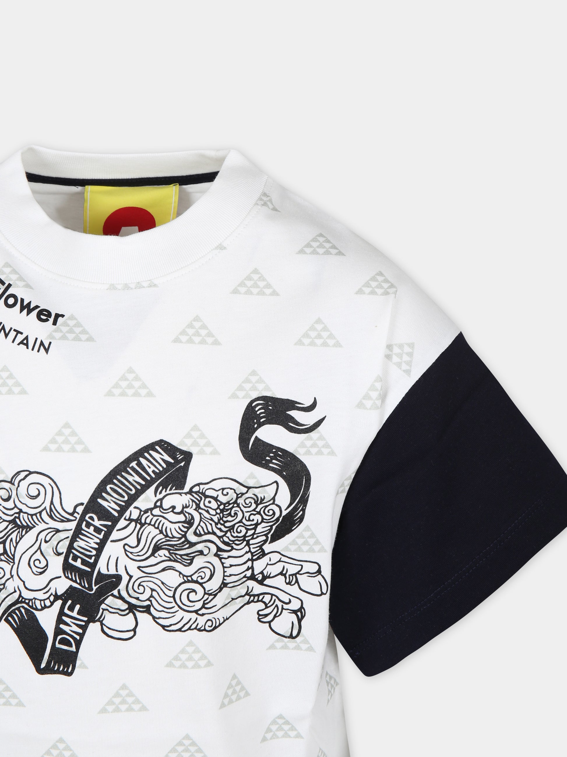 T-shirt bianca per bambini con stampa,Flower Mountain,001 6002236 01 1N45