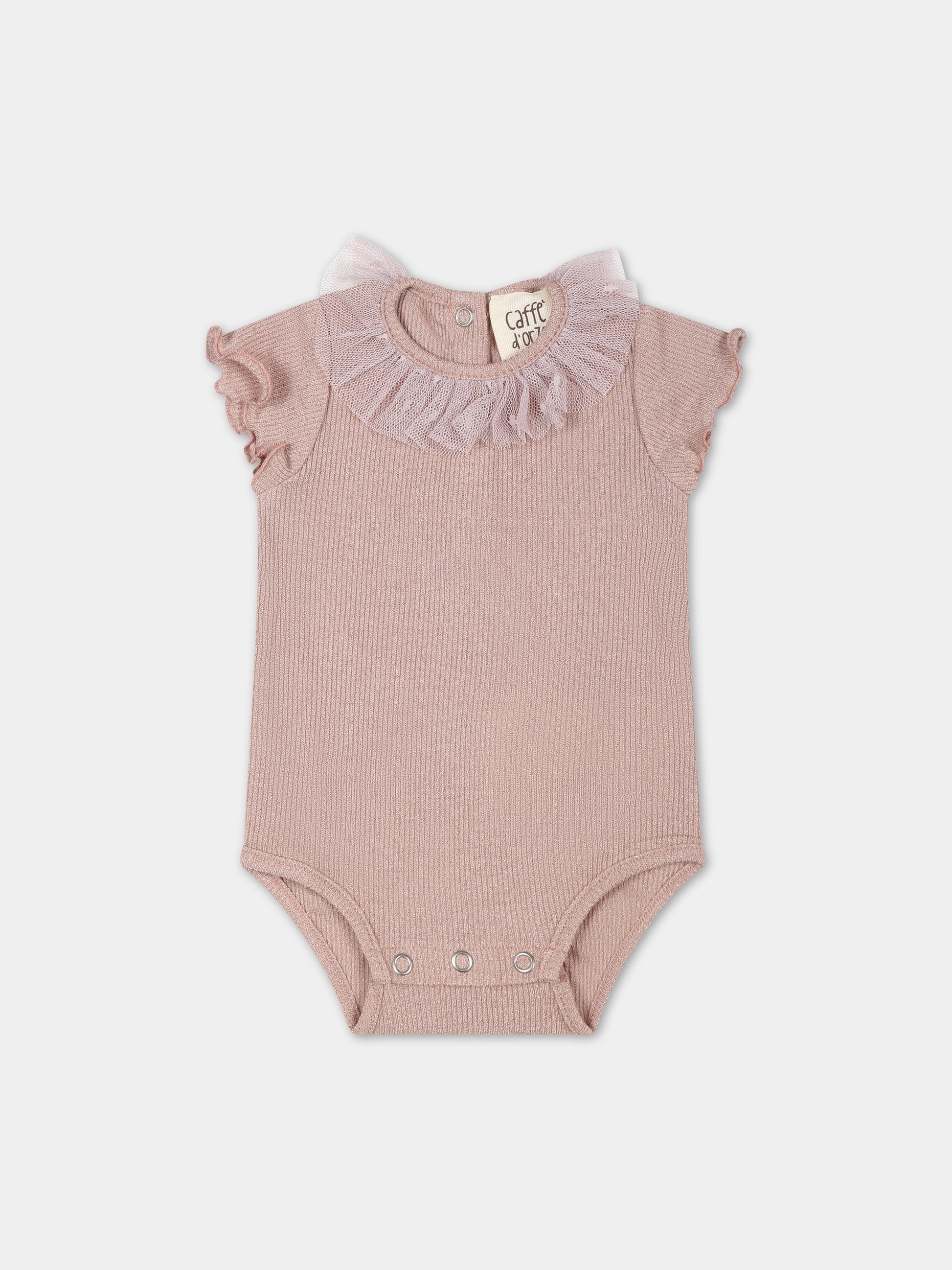 Body rosa per neonata con tulle,Caffe' D'orzo,ZUAA11 J0384 536OR