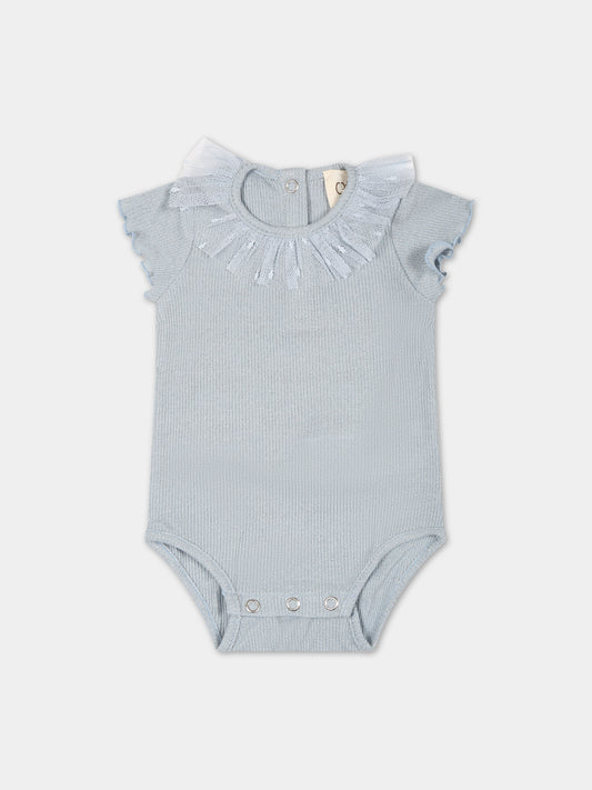 Body celeste per neonata con tulle,Caffe' D'orzo,ZUAA11 J0384 607AG