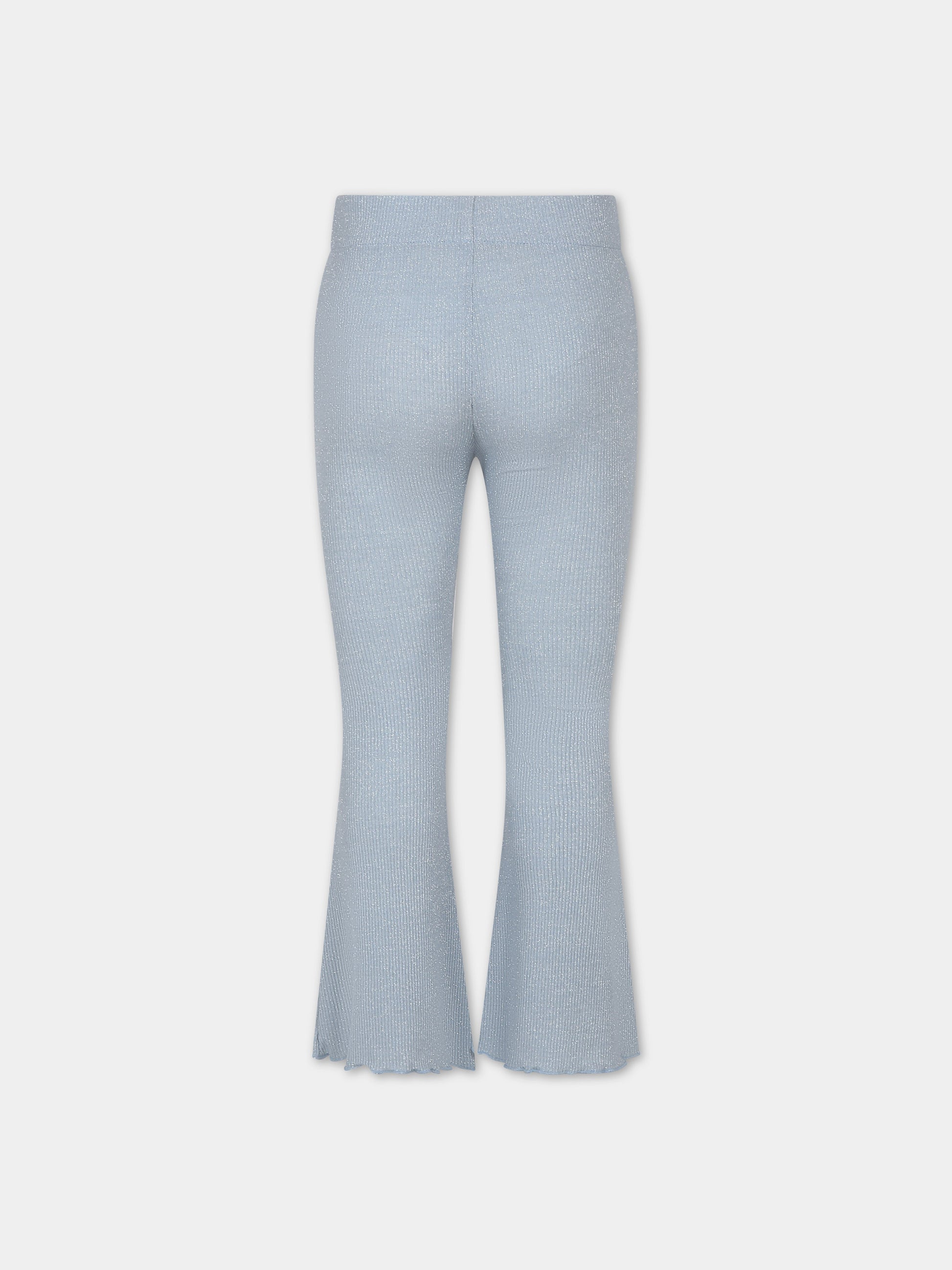 Pantaloni celesti per bambina con lurex,Caffe' D'orzo,ZU6A50 J0384 607AG