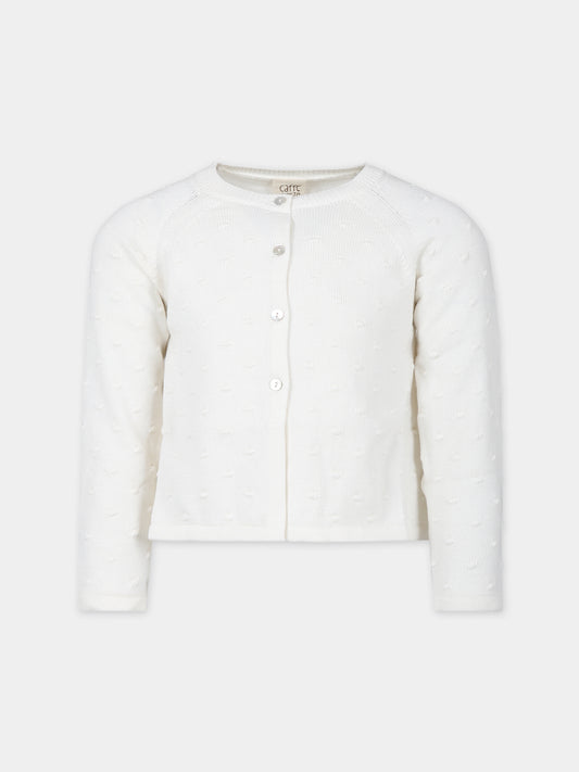 Cardigan bianco per bambina,Caffe' D'orzo,ZU9A90 Z2164 102