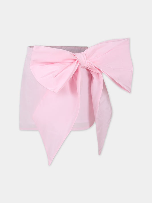 Gonna elegante rosa per bambina con fiocco,Douuod Kids,DU7A31 S0163 511