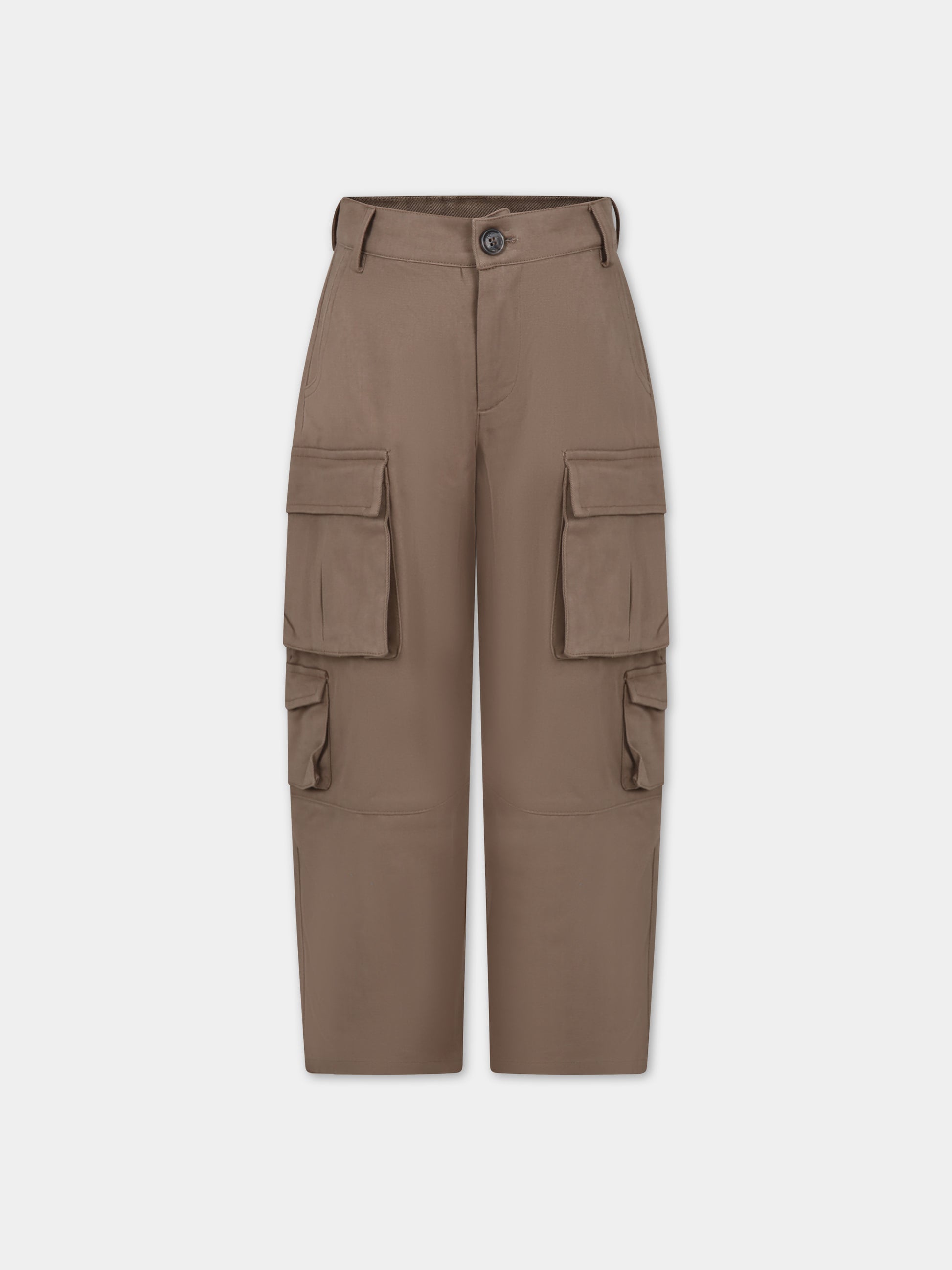 Pantaloni casual marroni per bambina,Douuod Kids,DU6Q50 G0073 343