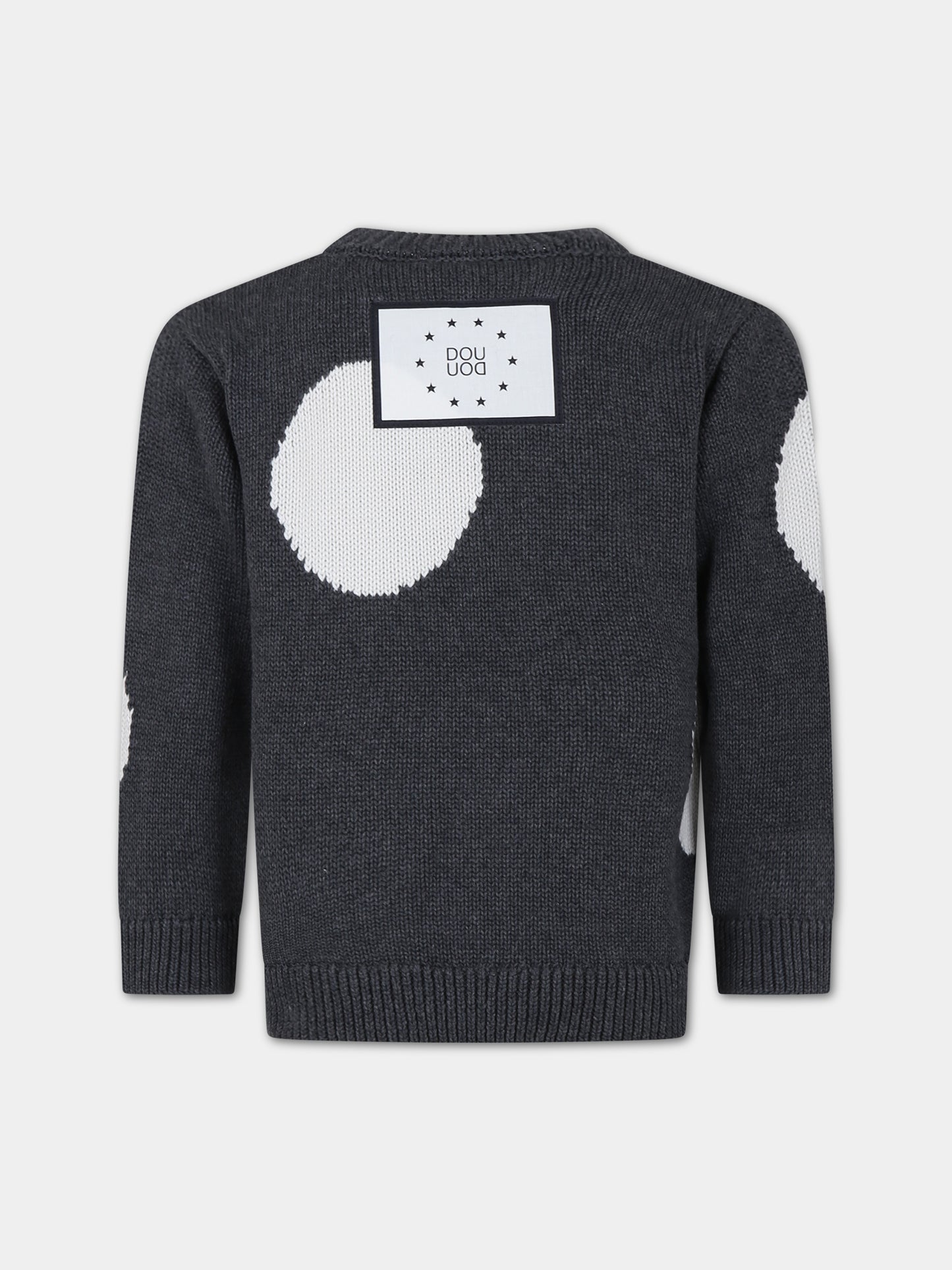 Maglione grigio per bambina con pois bianchi,Douuod Kids,DU9P30 X0011 808AV