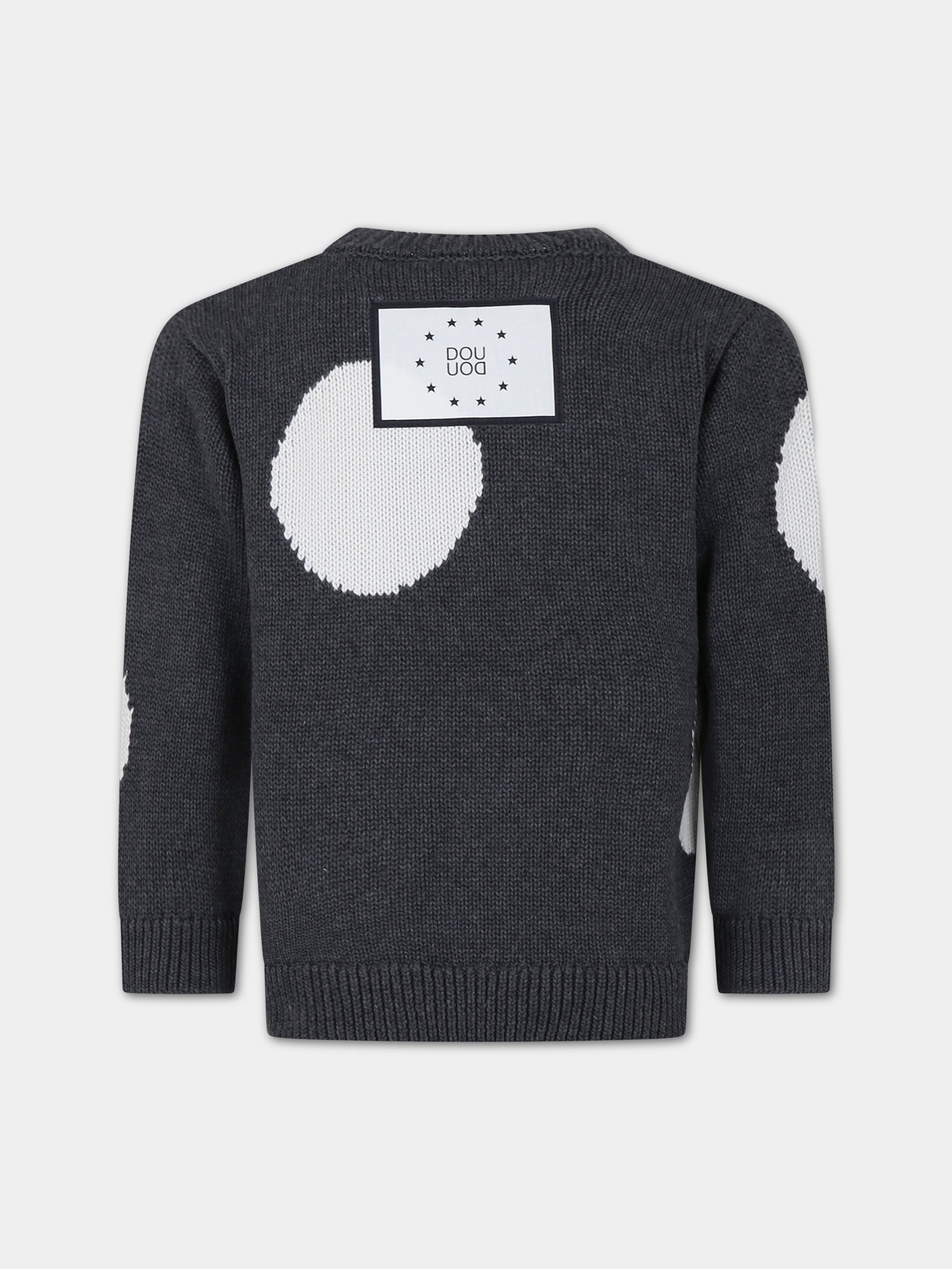 Maglione grigio per bambina con pois bianchi,Douuod Kids,DU9P30 X0011 808AV