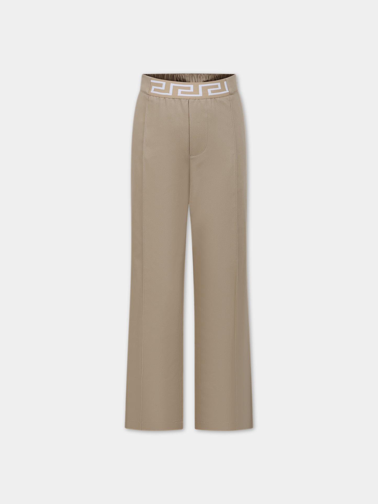 Pantaloni beige per bambina con logo,Versace,1013831 1A09209 1K020