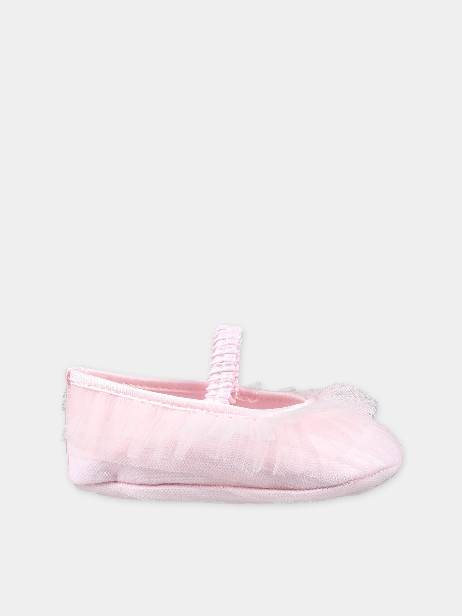 Ballerine rosa per neonata con tulle,Monnalisa,73C007 3361 0091