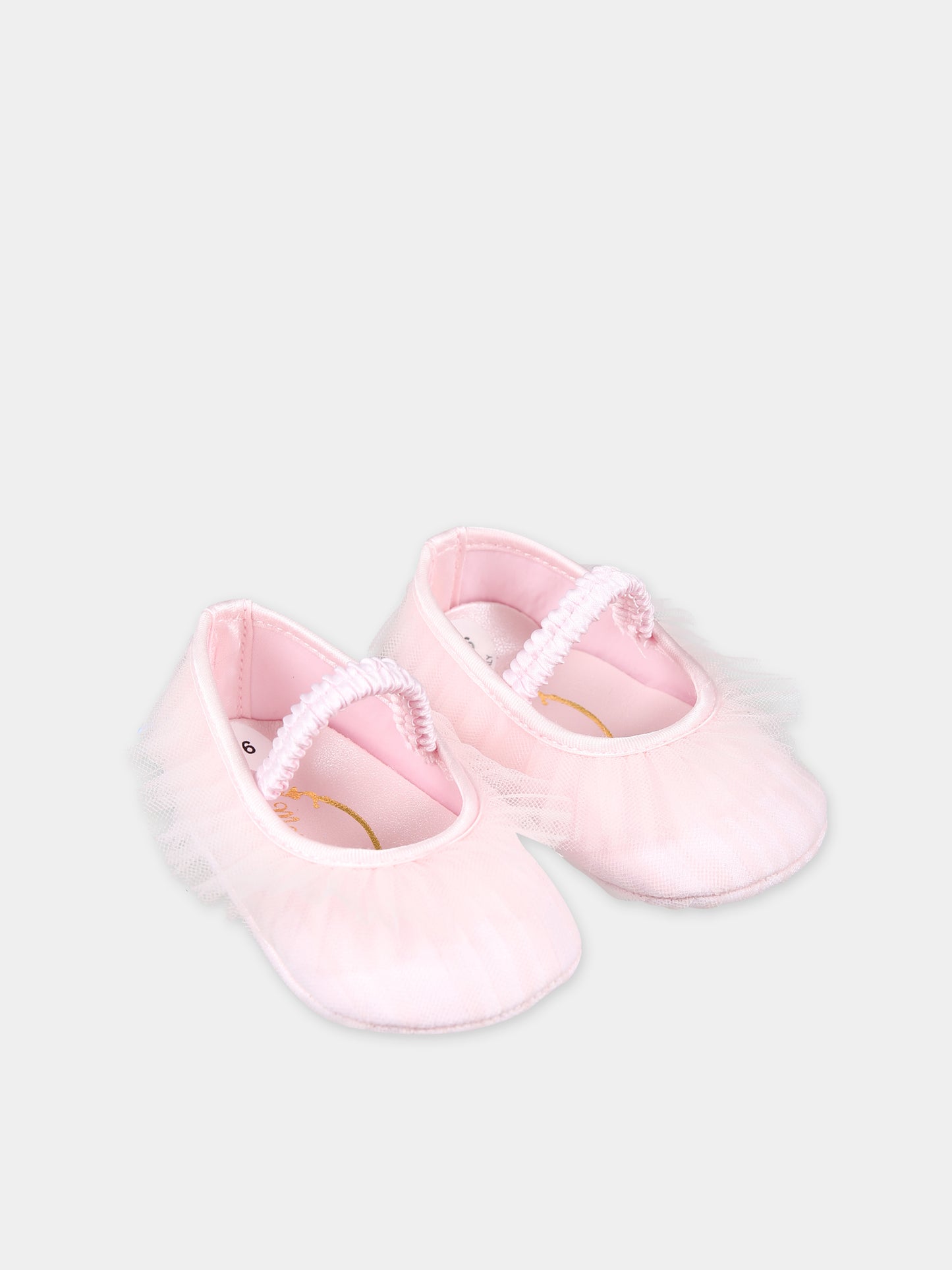 Ballerine rosa per neonata con tulle,Monnalisa,73C007 3361 0091