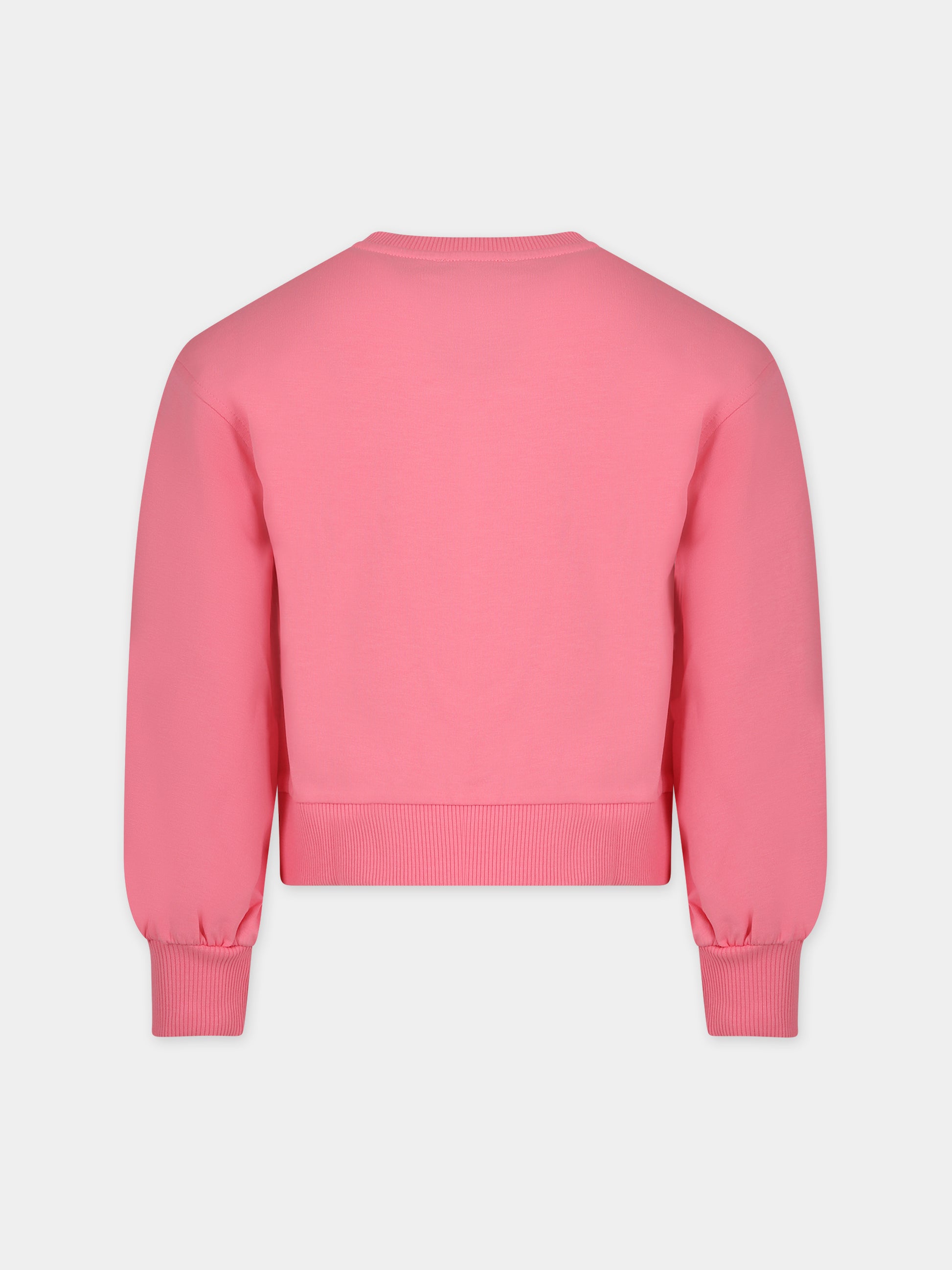 Felpa rosa per bambina con logo,Moschino Kids,HDF058 LDA00 51470