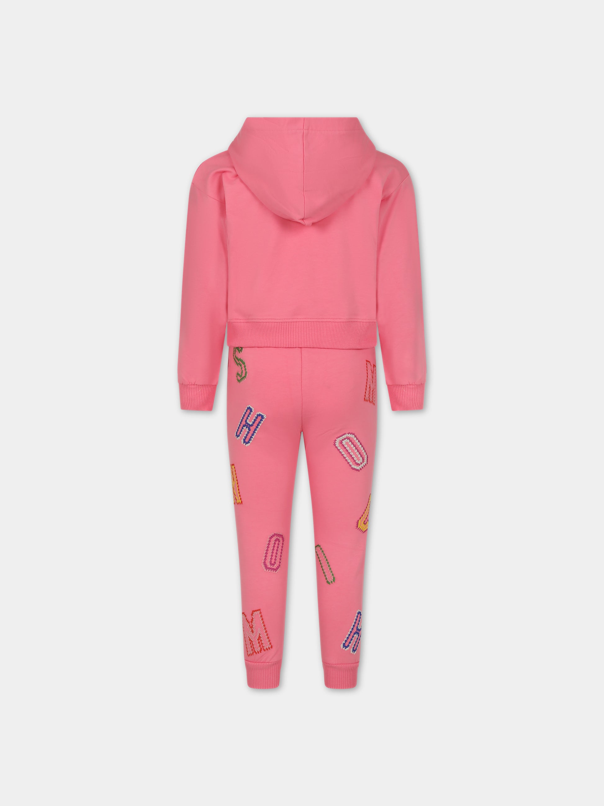 Completo rosa per bambina con logo,Moschino Kids,HDK02K LDA00 51047