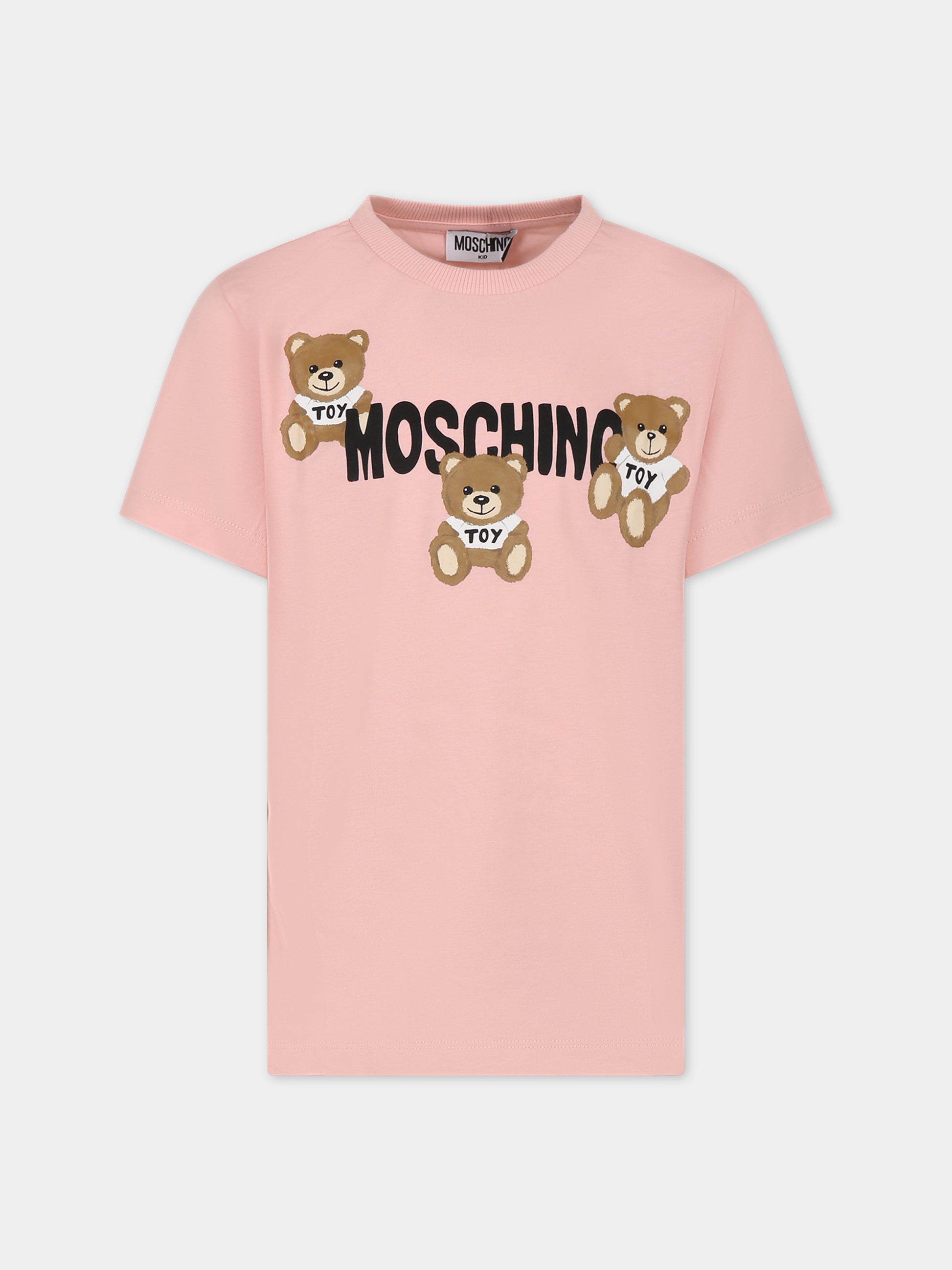 Set rosa per bambina con Teddy Bears e logo,Moschino Kids,HPK024 LAA23 50209