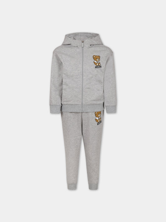 Completo grigio per bambini con Teddy Bear e logo,Moschino Kids,HUK03A LCA19 60926