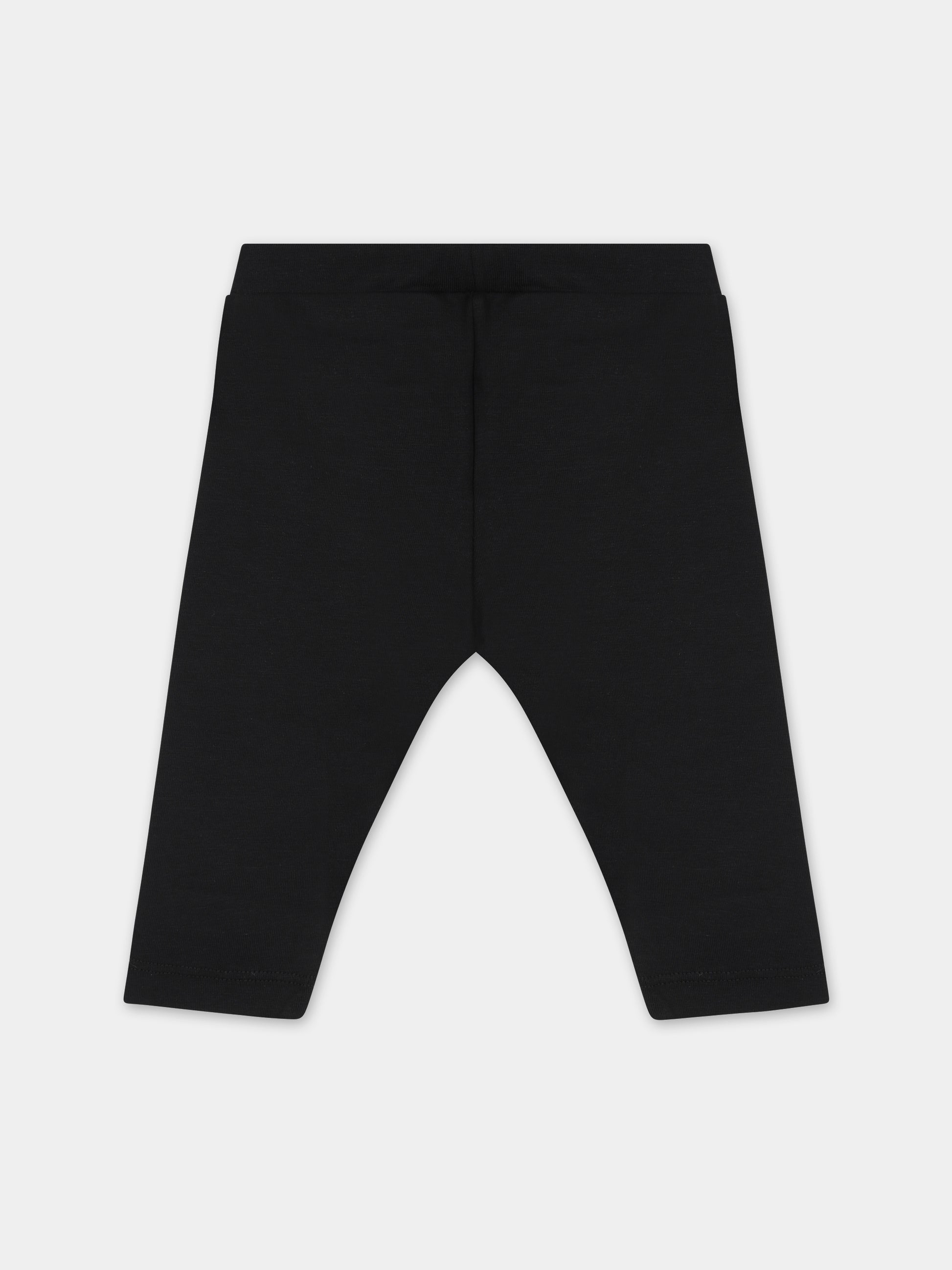 Leggings neri per neonata con logo,Moschino Kids,M1P02N LBA00 60100