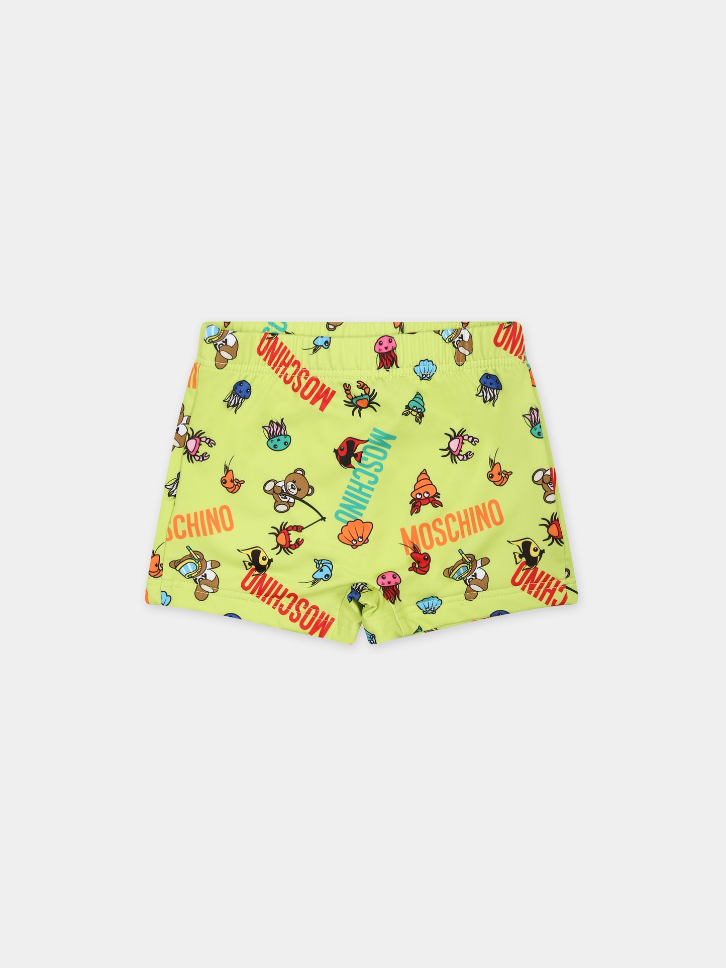 Boxer mare verdi per neonato con animaletti marini e logo,Moschino Kids,MUL00A LKA00 85840