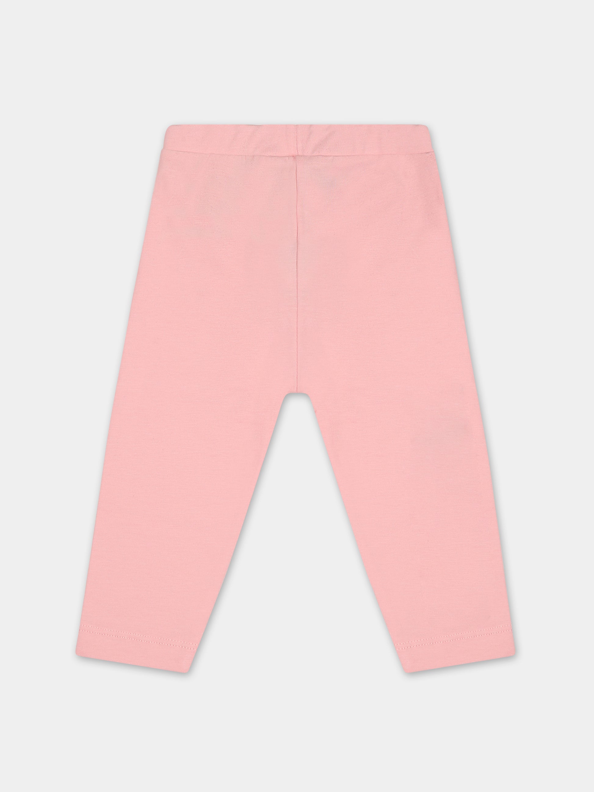 Leggings rosa per neonata con logo,Moschino Kids,M1P02N LBA00 50209