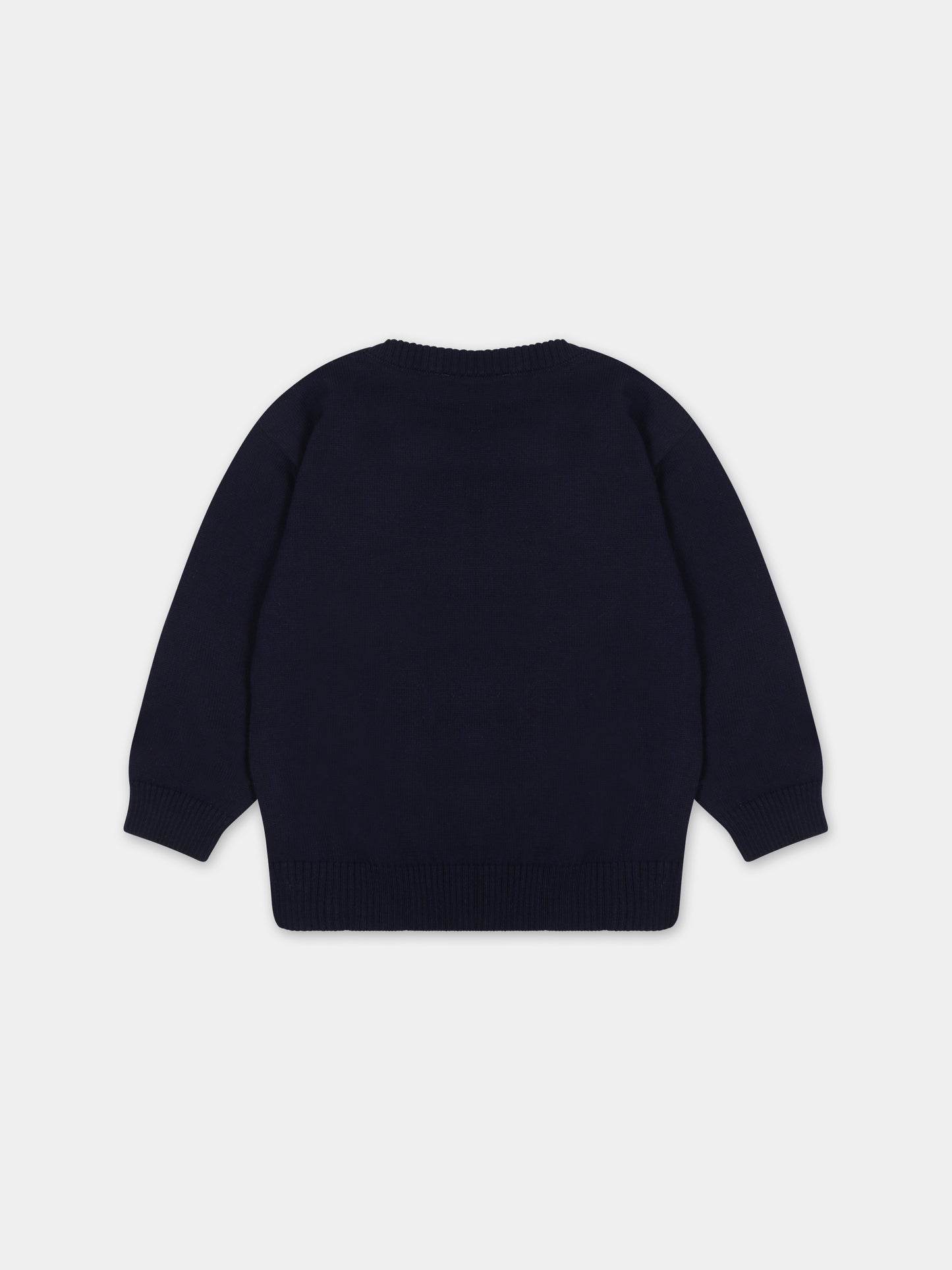 Maglione blu per neonato con Teddy Bear,Moschino Kids,MRW00J LHE13 40016