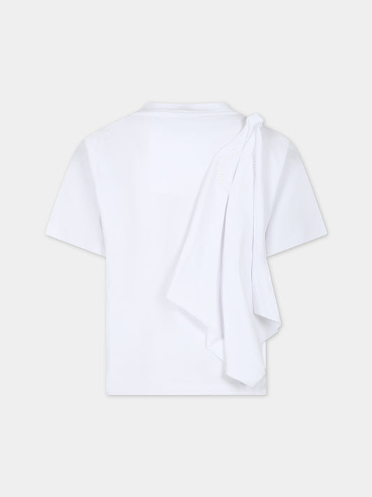 T-shirt bianca per bambina con volant,Caroline Bosmans,SS24 1005B 17 1000