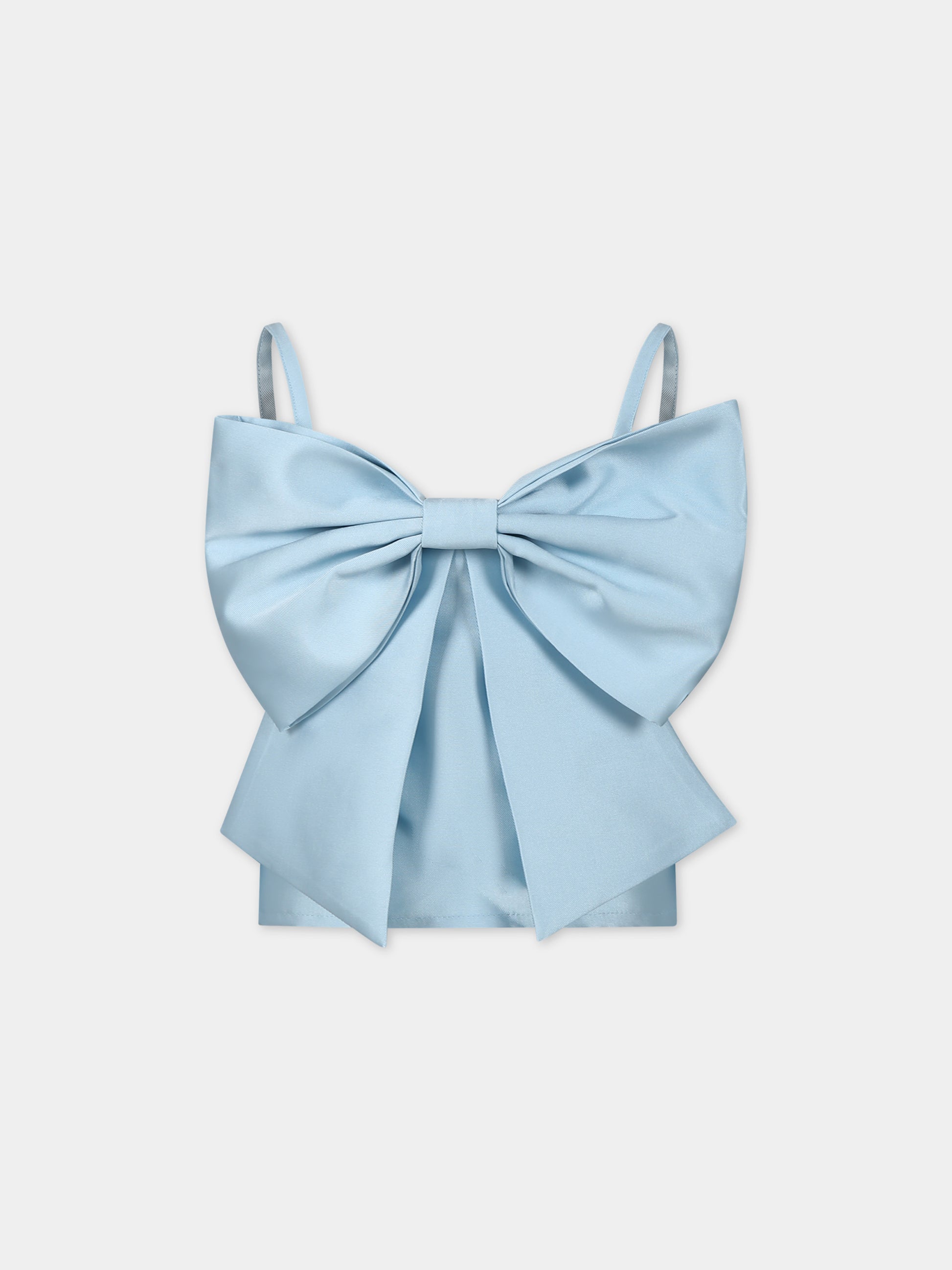 Top celeste per bambina con fiocco,Caroline Bosmans,SS24 1516 60 6010
