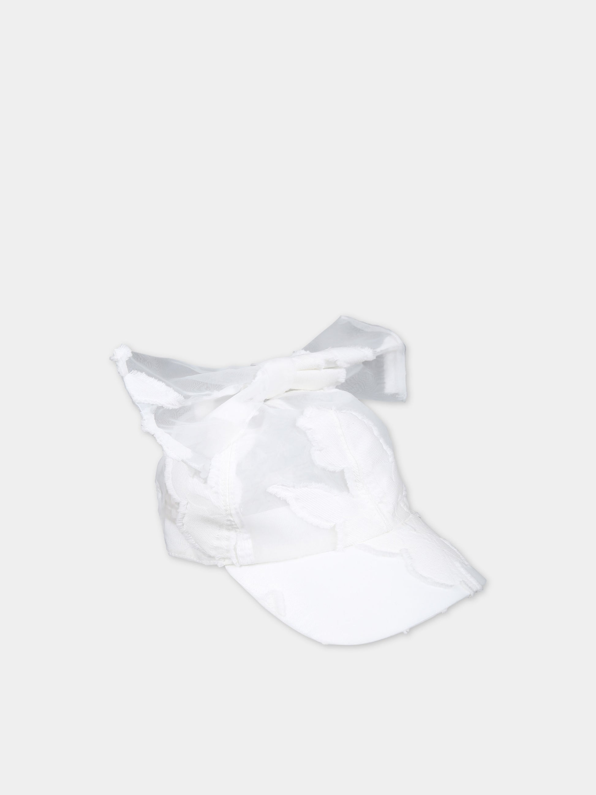 Cappello bianco per bambina con fiocco,Caroline Bosmans,SS24 9100 58 1000